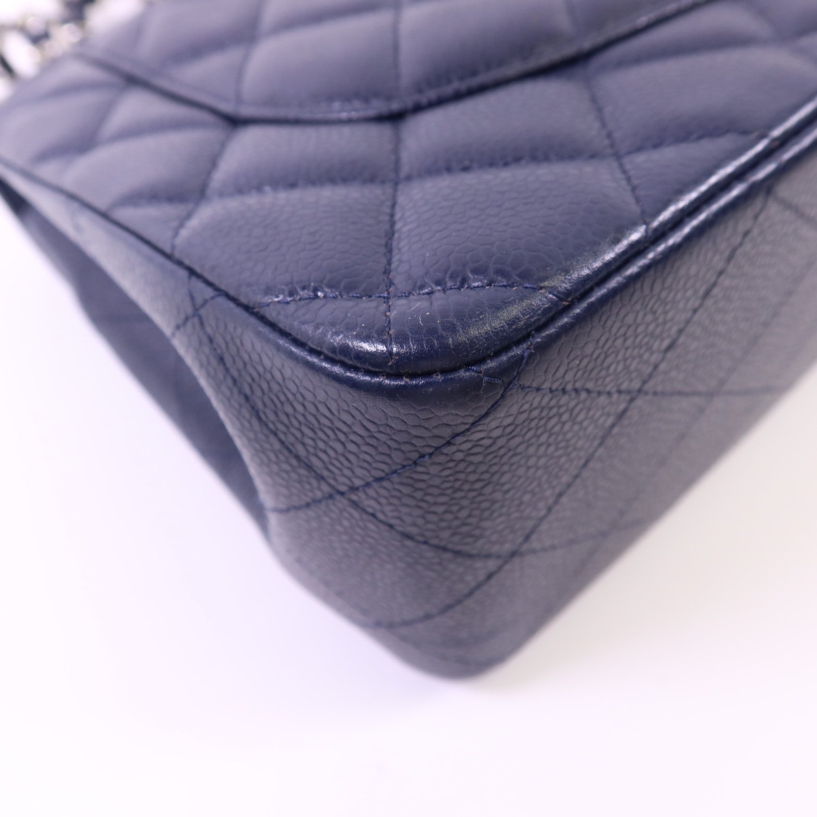 CHANEL 牛皮皮革Large Classic銀扣鏈帶肩背袋