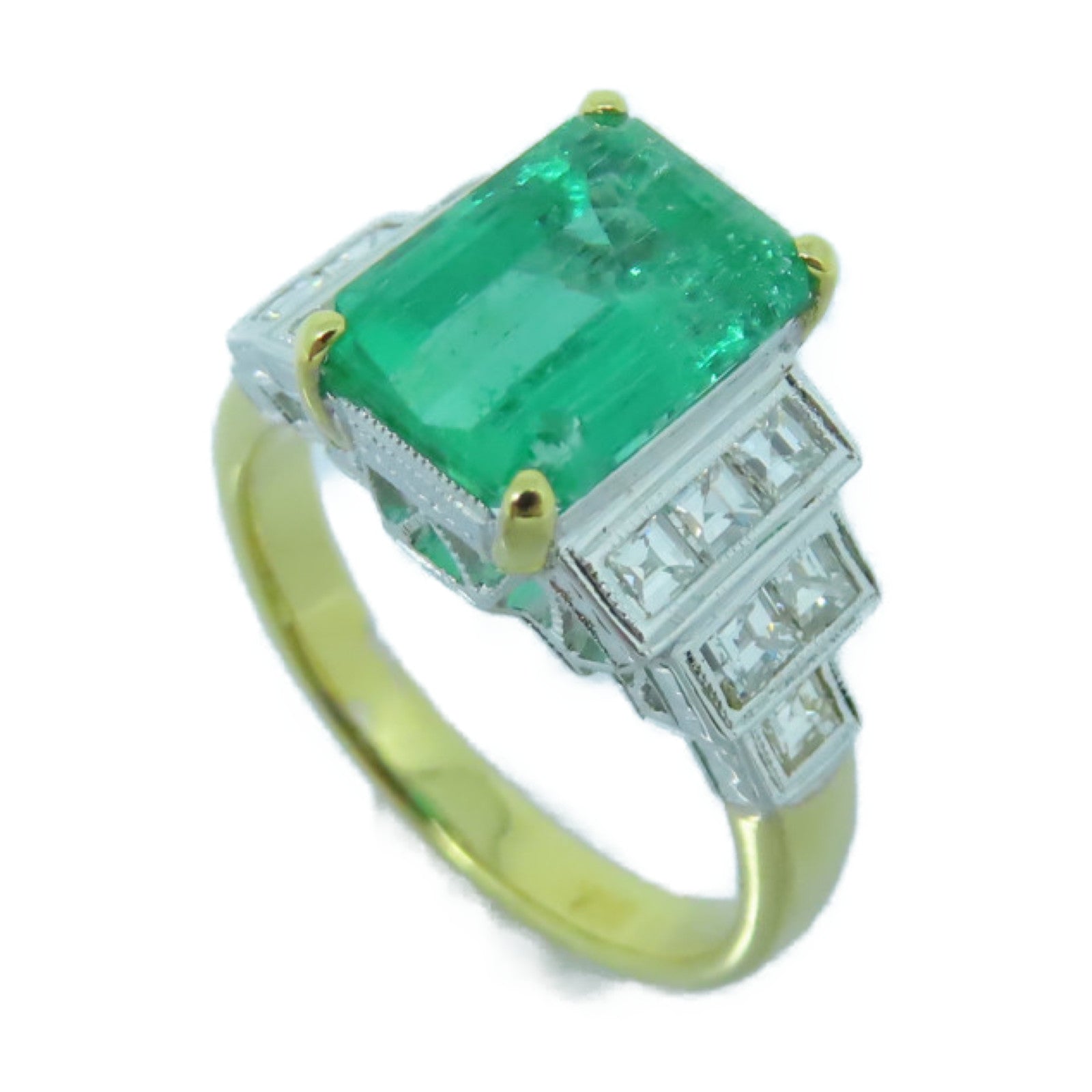 JEWELRY **【激減優惠】18K黄金Emerald Ring 2.6ct綠寶石/0.43ct鑽石戒指US#6.5