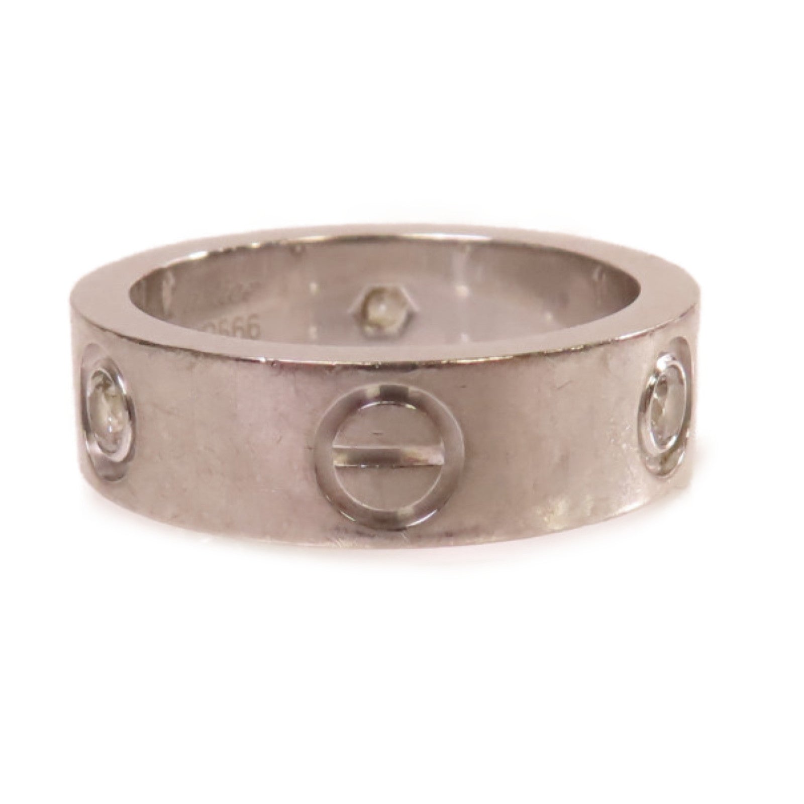 CARTIER 18K白金/鑽石Love Ring 3 Diamond Ring戒指#50/US#5.5