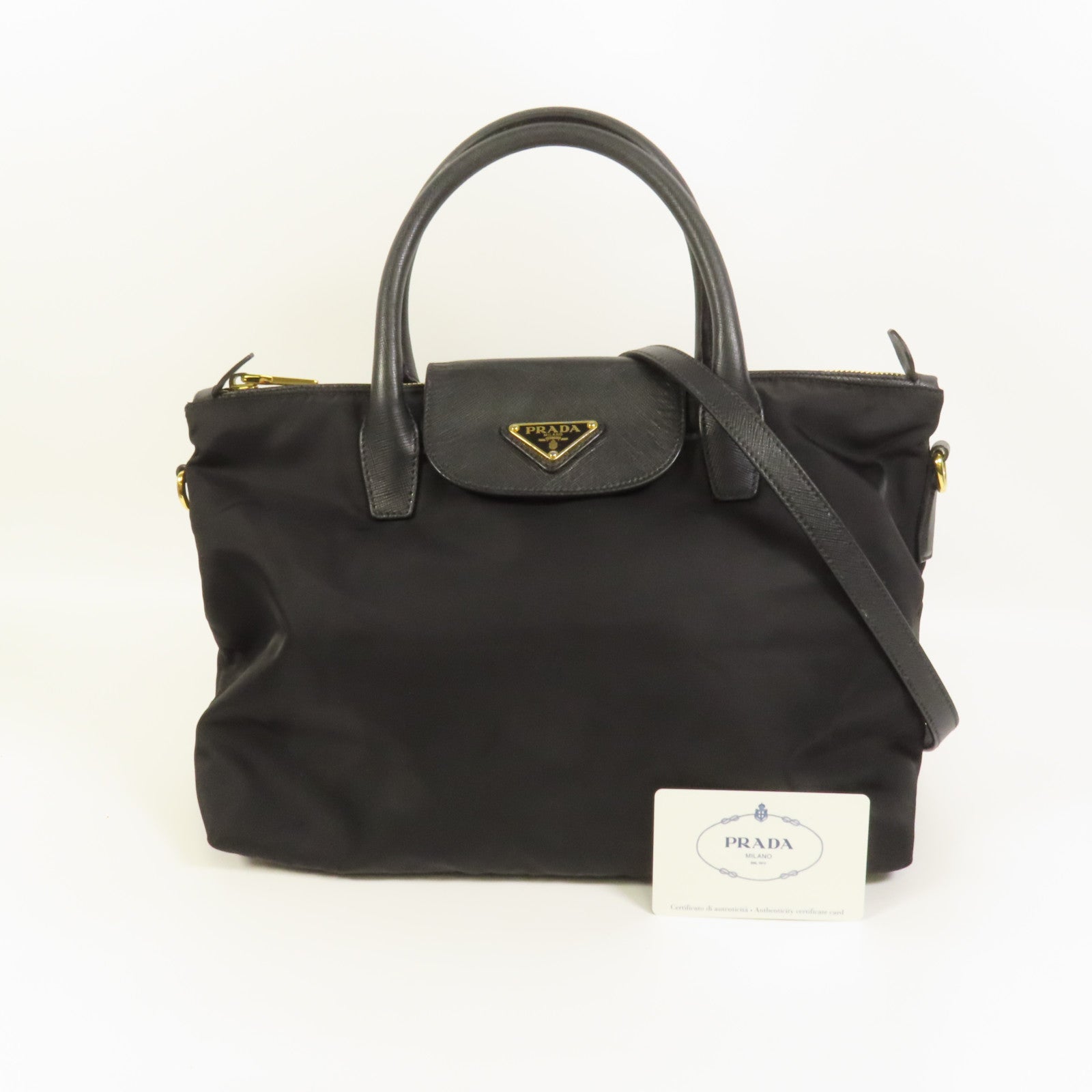 PRADA 尼龍2way Shoulder金扣手挽肩背兩用袋