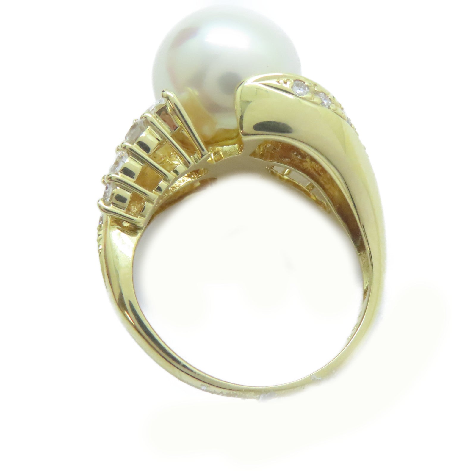 JEWELRY 18K黃金Pearl Ring珍珠11.3mm/0.67ct鑽石戒指US#6