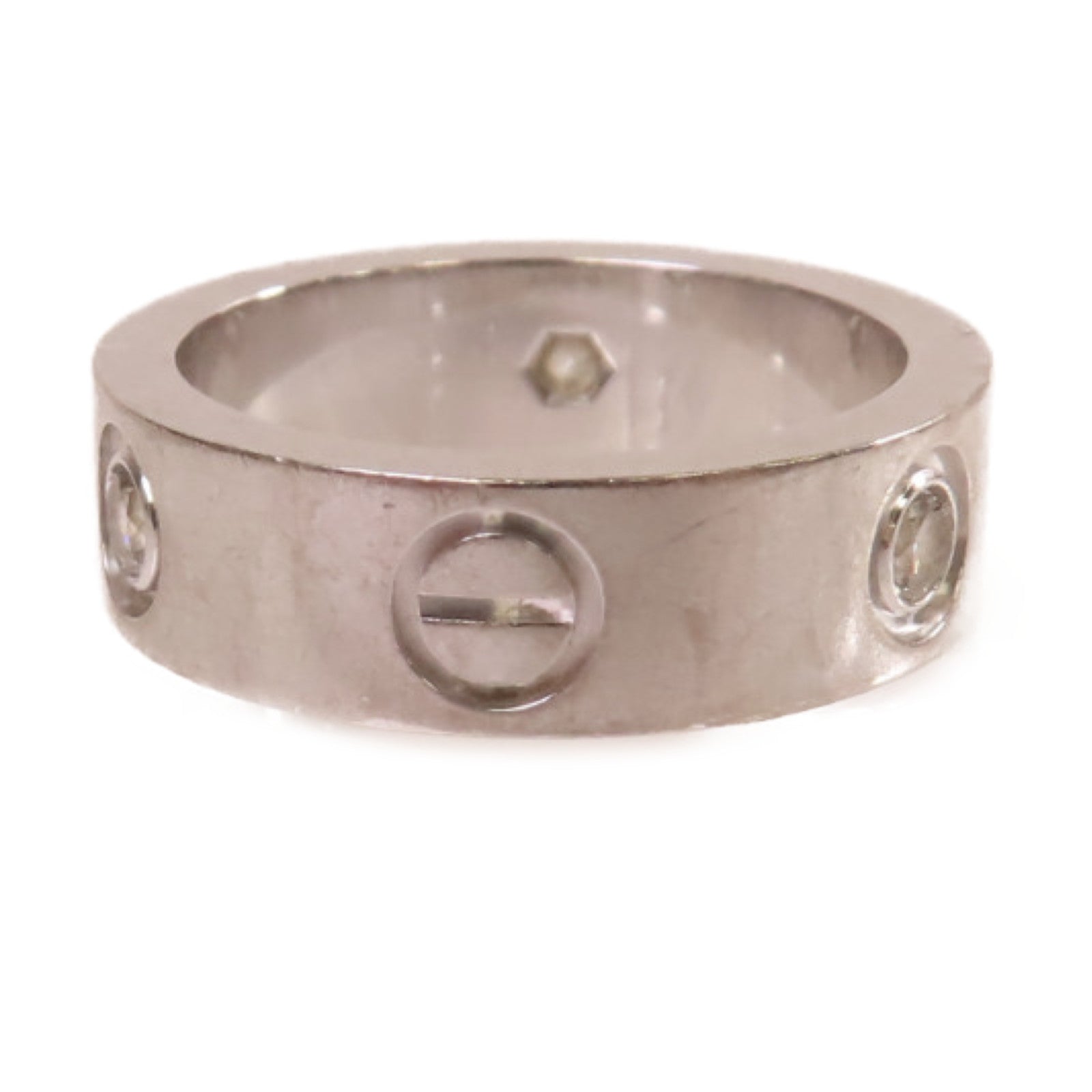 CARTIER 18K白金/鑽石Love Ring 3 Diamond Ring戒指#50/US#5.5