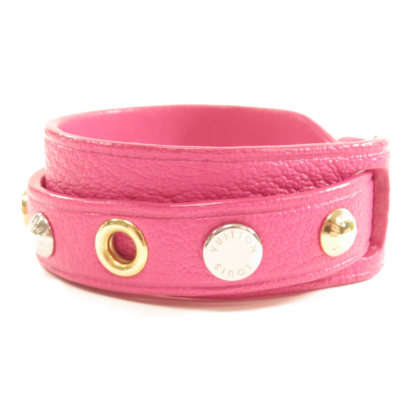 LOUIS VUITTON 皮革Bracelet Spike It手鐲粉紅色