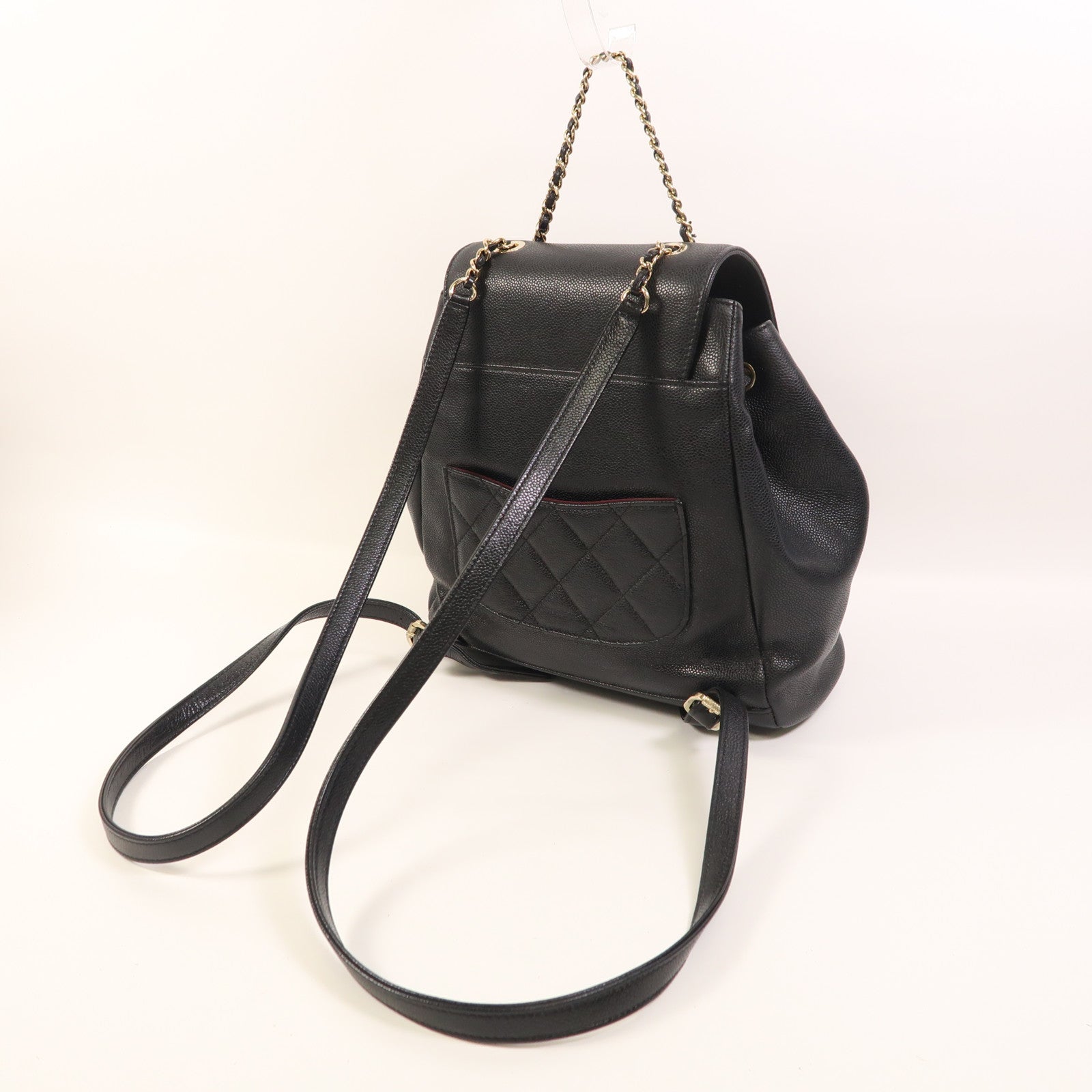 CHANEL 牛皮皮革Backpack金扣背包