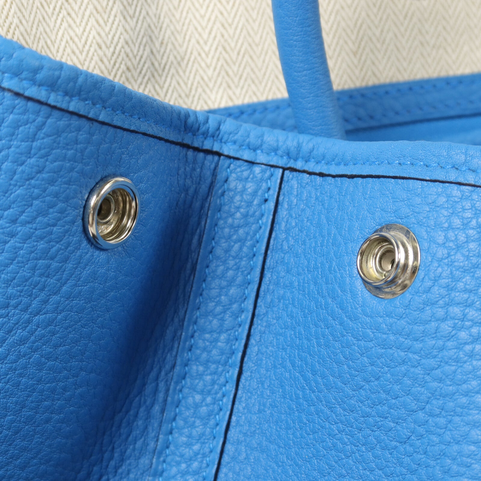 HERMES Negonda皮革Garden Party PM手挽袋Bleu Zanzibar