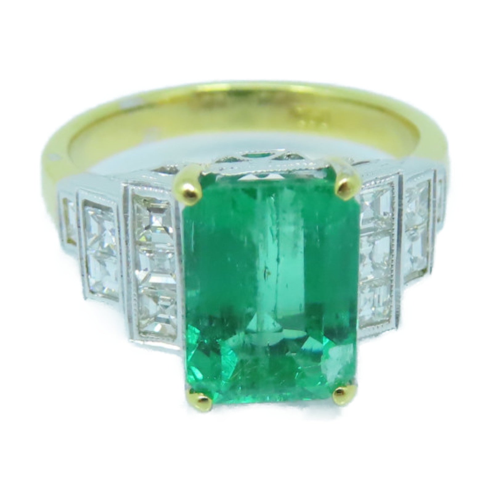 JEWELRY **【激減優惠】18K黄金Emerald Ring 2.6ct綠寶石/0.43ct鑽石戒指US#6.5