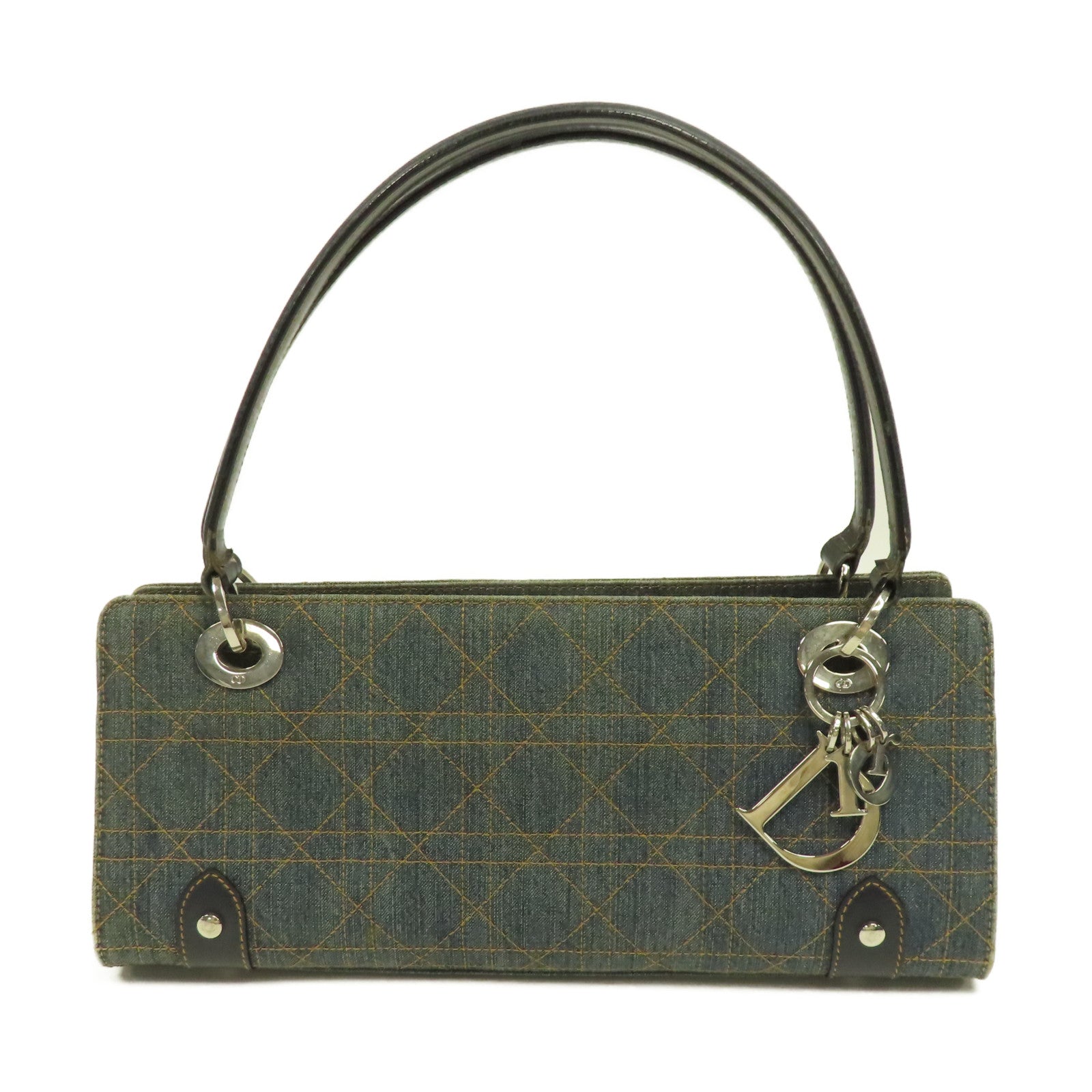 Dior 牛仔布Hand Bag銀扣手挽袋藍色