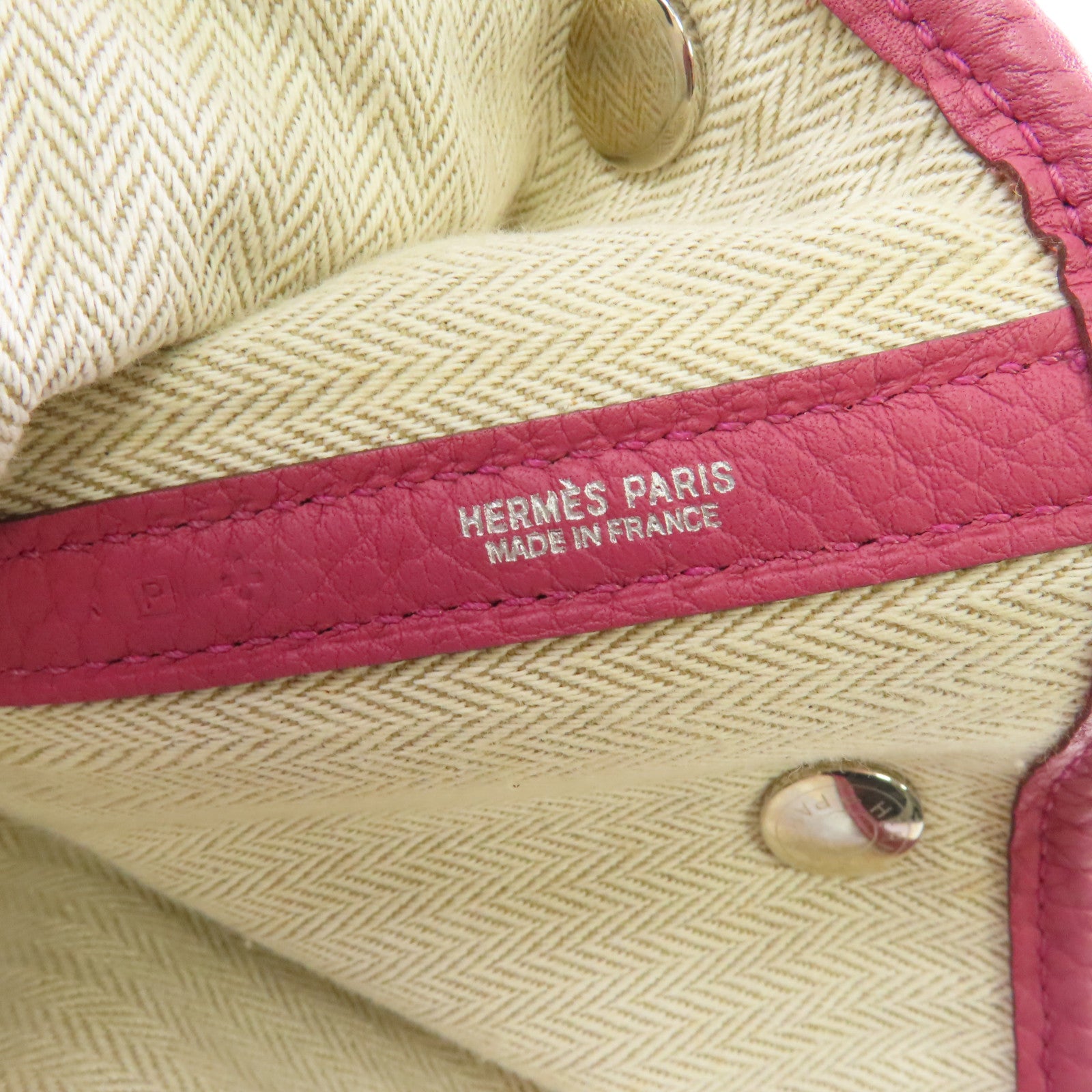 HERMES Negonda皮革Garden Party PM銀扣手挽袋粉紅色