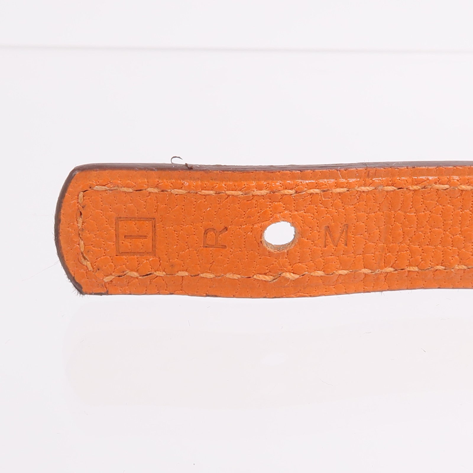 HERMES Swift/Mysore皮革Looping Bracelet手帶Noir/Orange