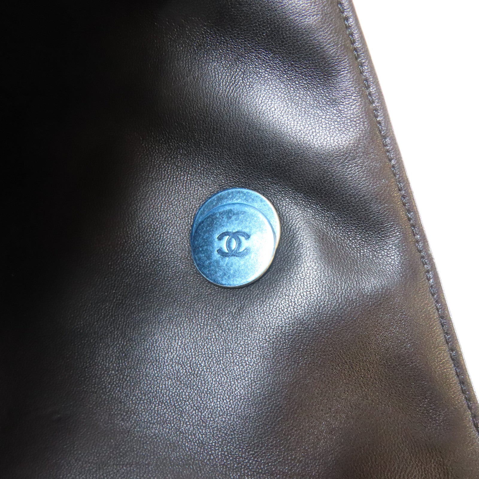 CHANEL 【激減優惠】菱格牛皮皮革Tote Bag銀扣肩背袋黑色