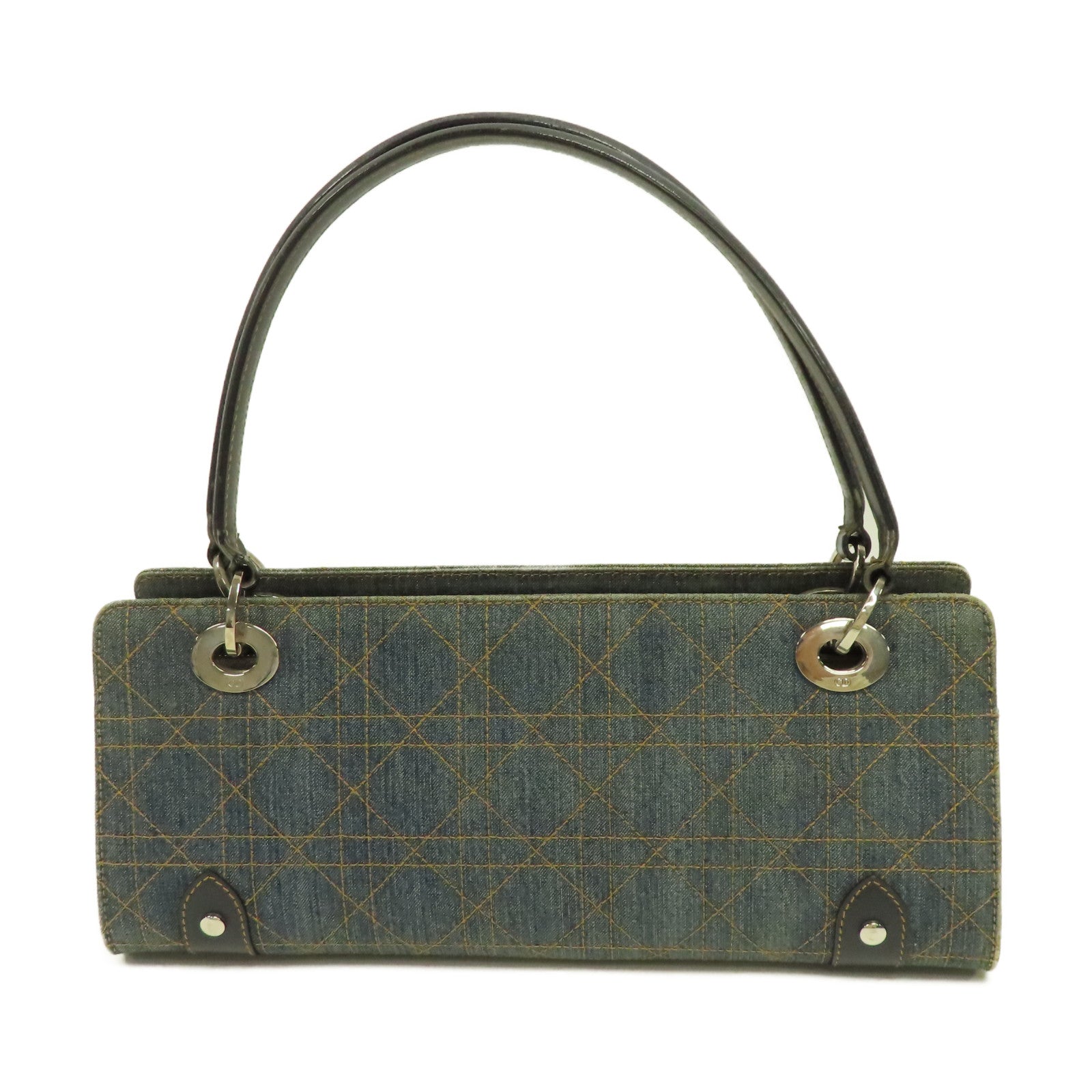 Dior 牛仔布Hand Bag銀扣手挽袋藍色