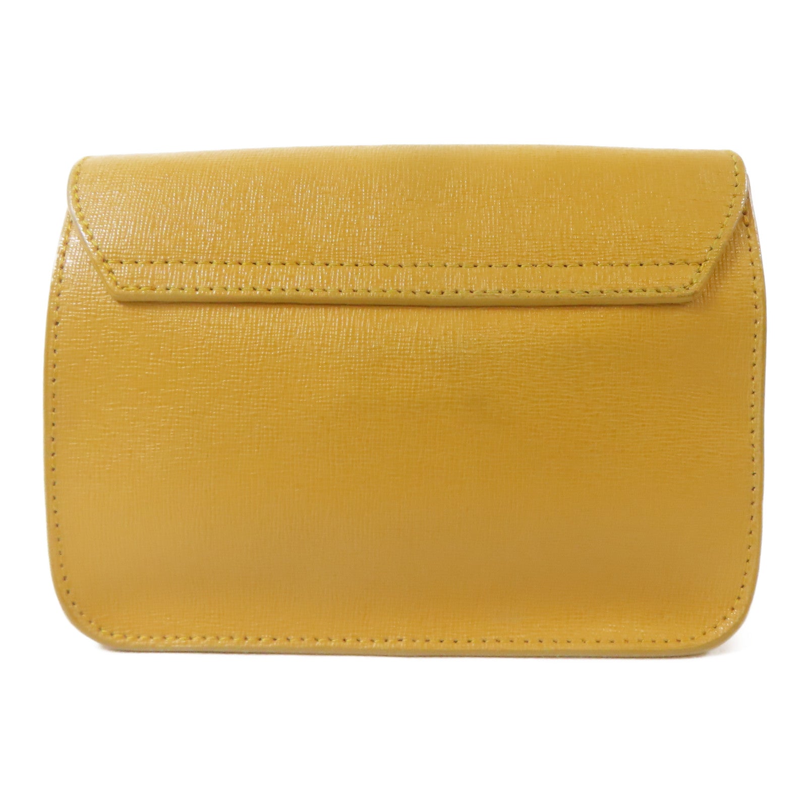 Furla 牛皮皮革Chain Shoulder金扣鏈帶肩背袋橙色