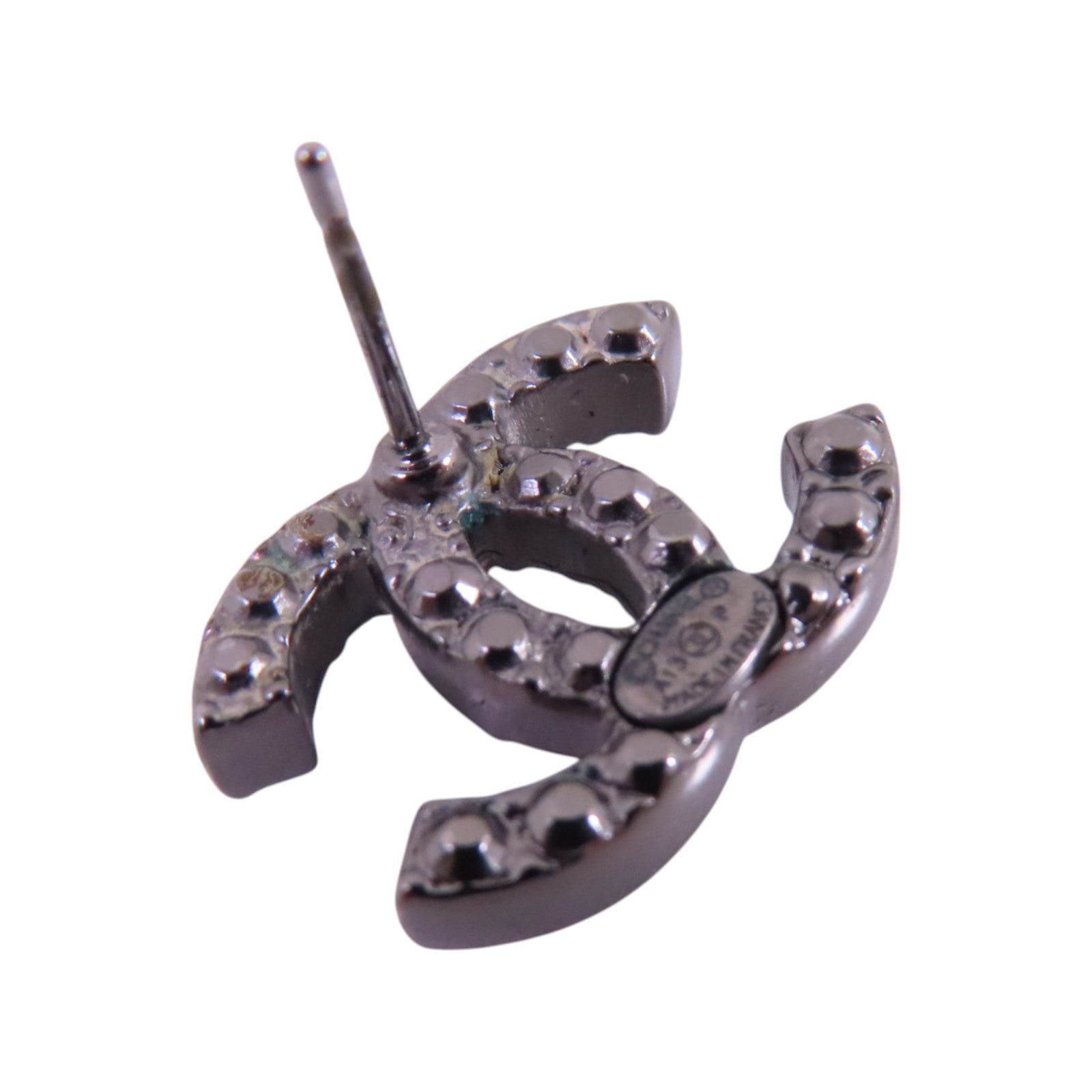CHANEL 金屬/水鑽/仿珍珠CC Earrings銀扣耳環