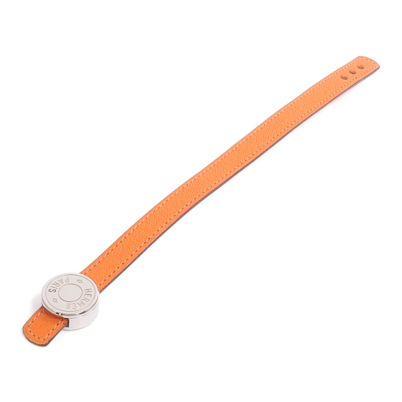 HERMES Swift/Mysore皮革Looping Bracelet手帶Noir/Orange