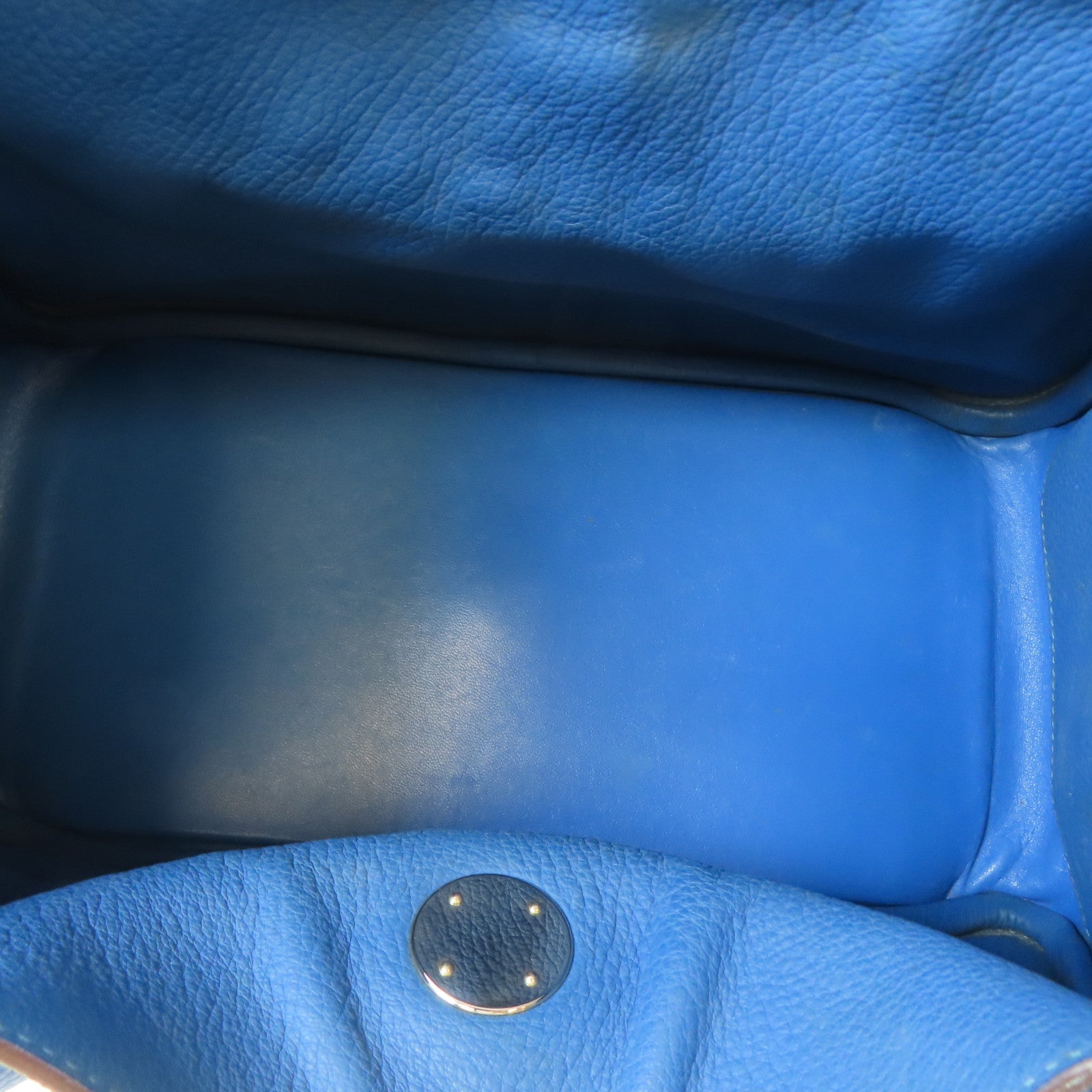 HERMES 【激減優惠】Clemence皮革Lindy 30銀扣手挽肩背兩用袋Mykonos藍色