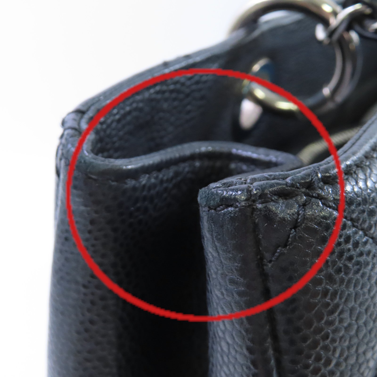 CHANEL 菱格Caviar皮革GST Tote Bag銀扣肩背袋黑色