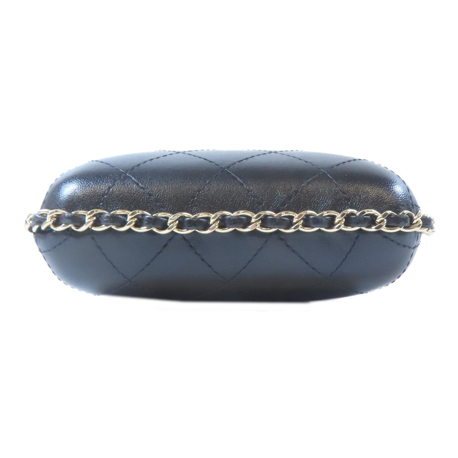 CHANEL 菱格牛皮皮革Phone Box金扣鏈帶肩背袋黑色