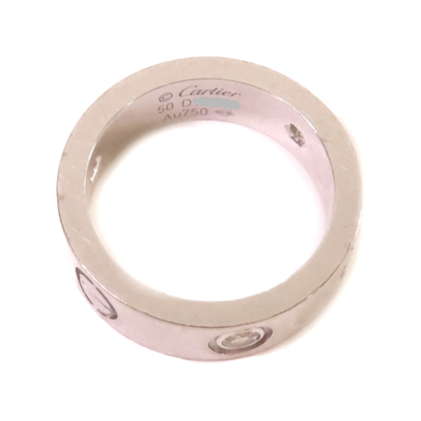CARTIER 18K白金/鑽石Love Ring 3 Diamond Ring戒指#50/US#5.5