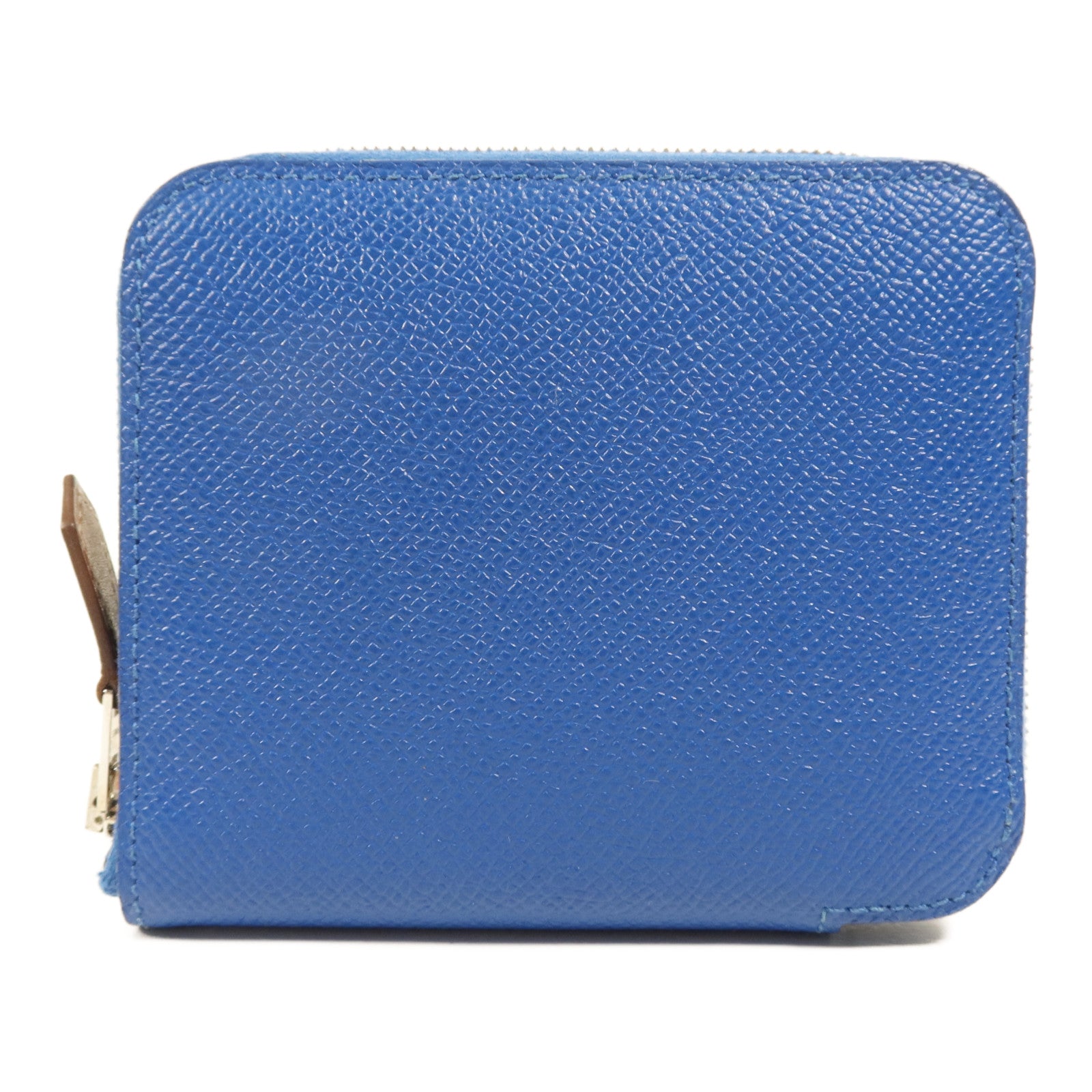 HERMES Epsom皮革Silk In Wallet銀扣錢包Bleu Zellige