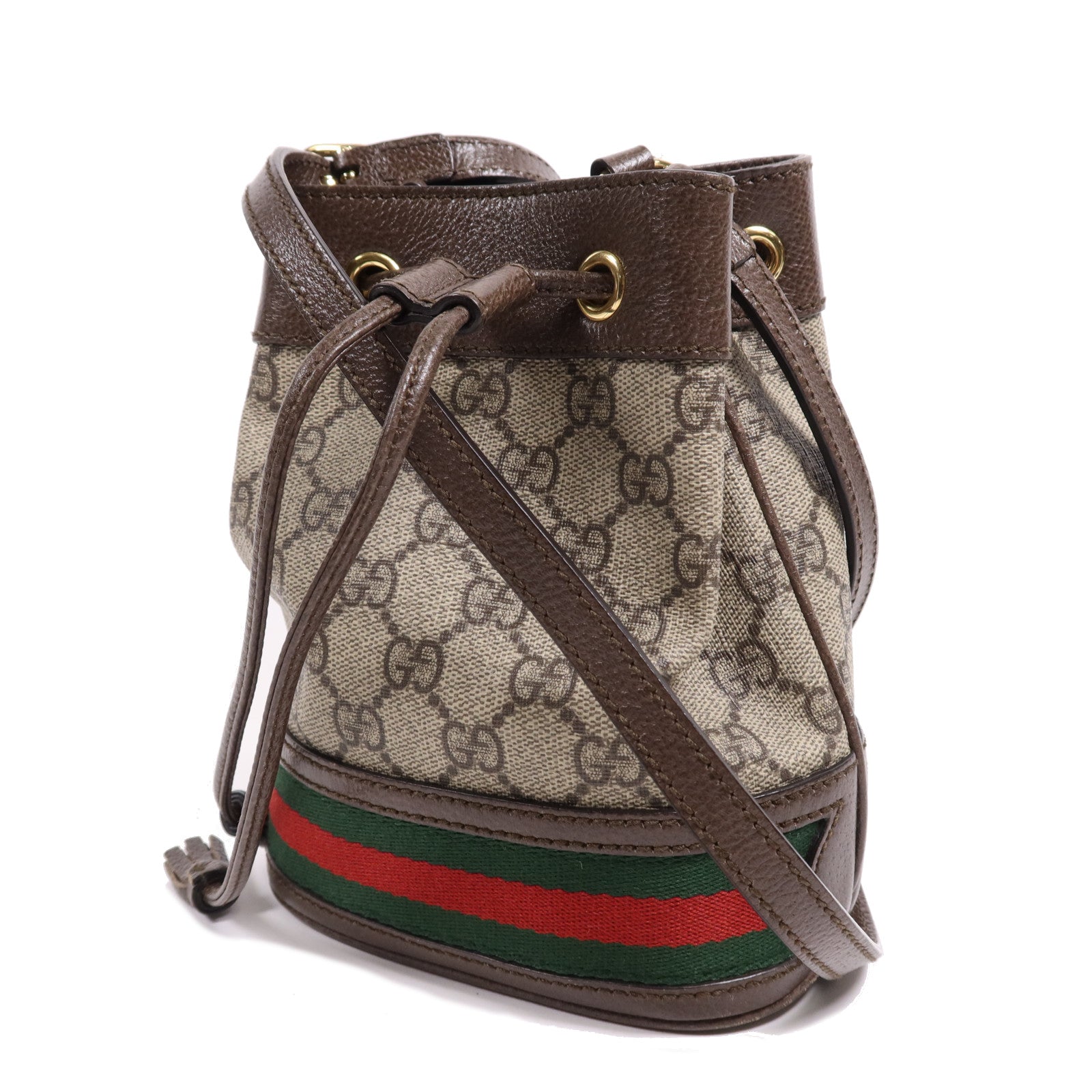 GUCCI 塗層帆布GG Mini Bucket金扣肩背袋