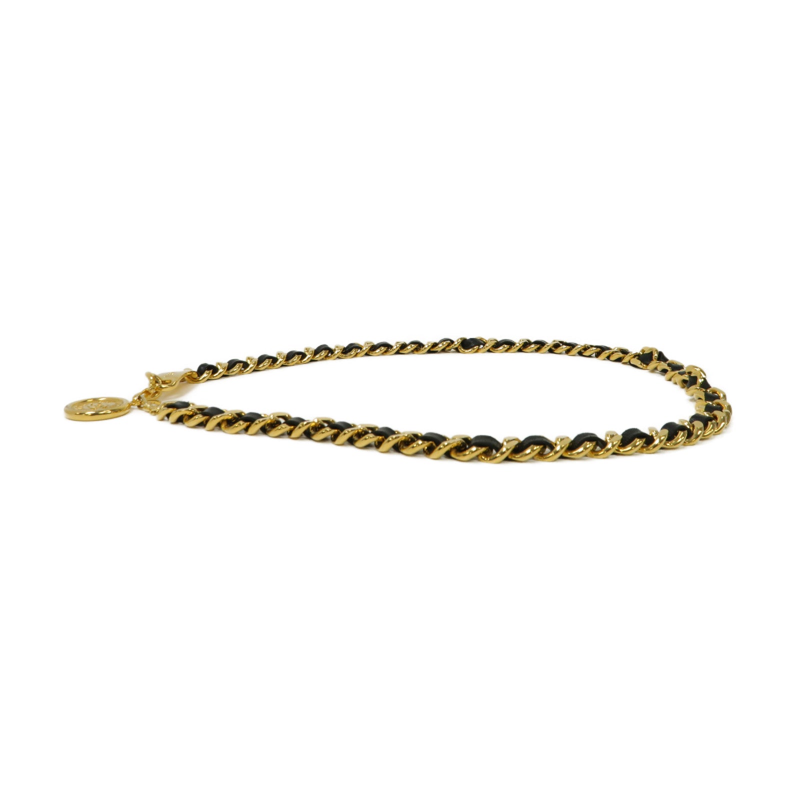 CHANEL 【激減優惠】皮革/金屬Chain Belt鏈帶皮帶金色/黑色