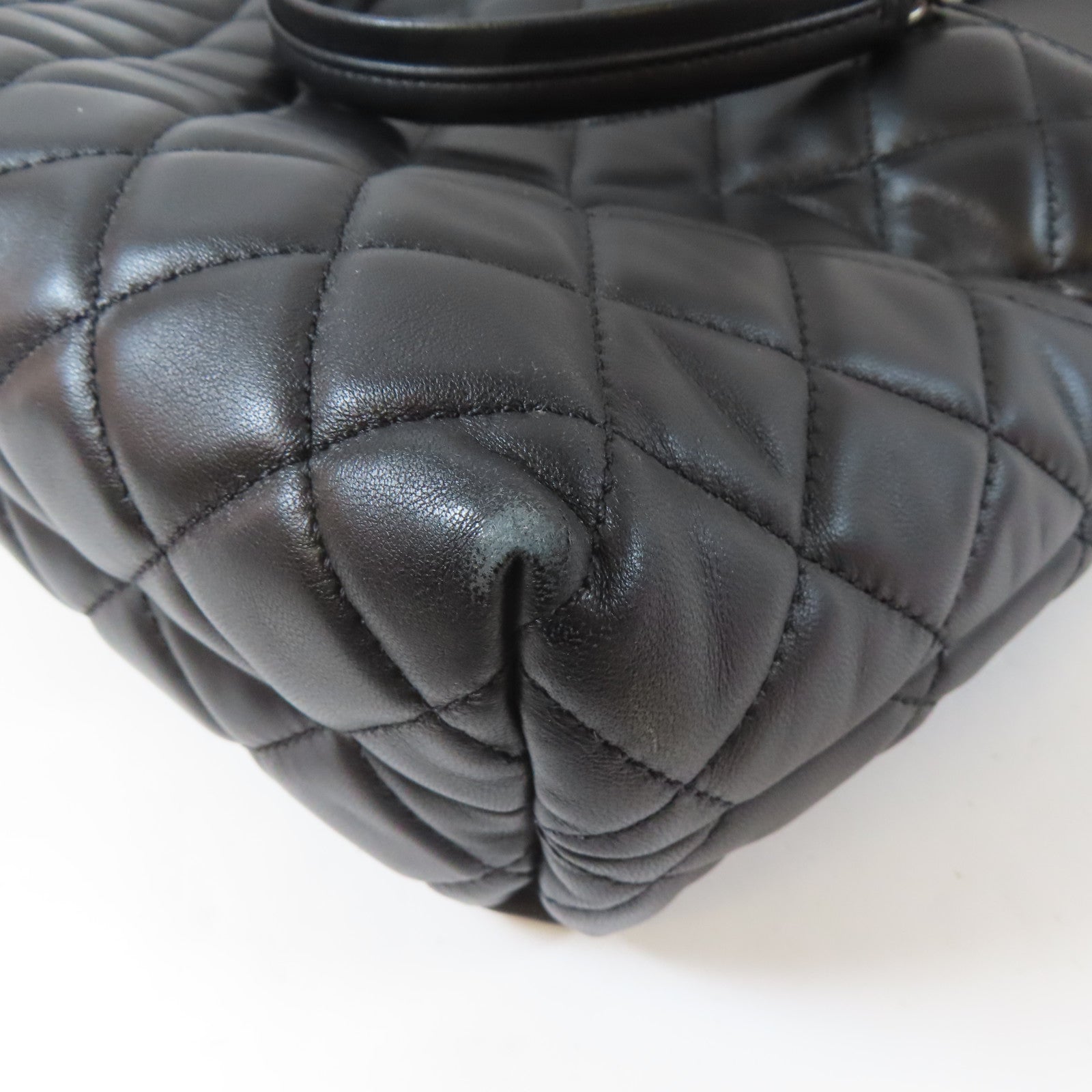 CHANEL 【激減優惠】菱格牛皮皮革Tote Bag銀扣肩背袋黑色