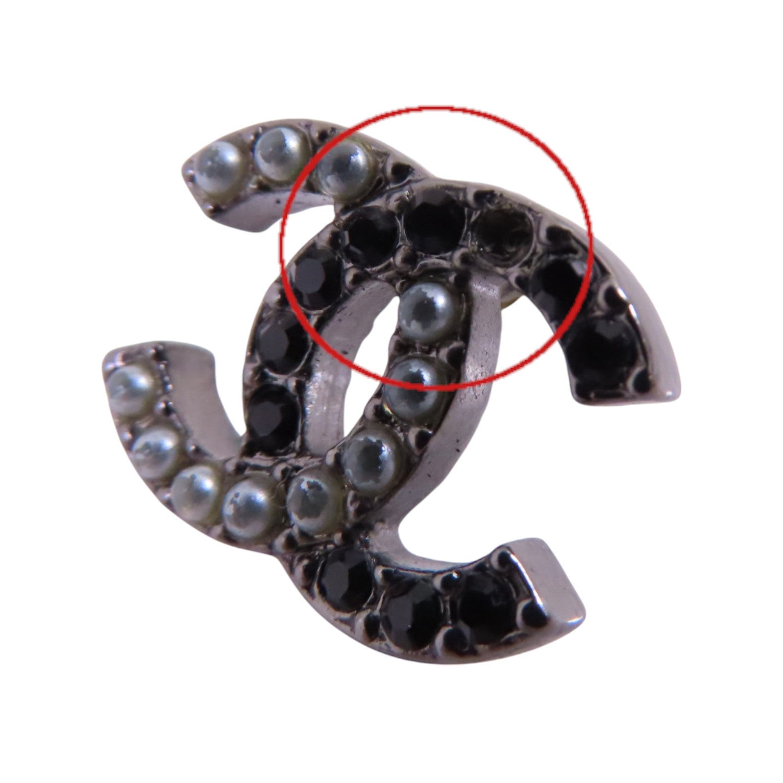 CHANEL 金屬/水鑽/仿珍珠CC Earrings銀扣耳環