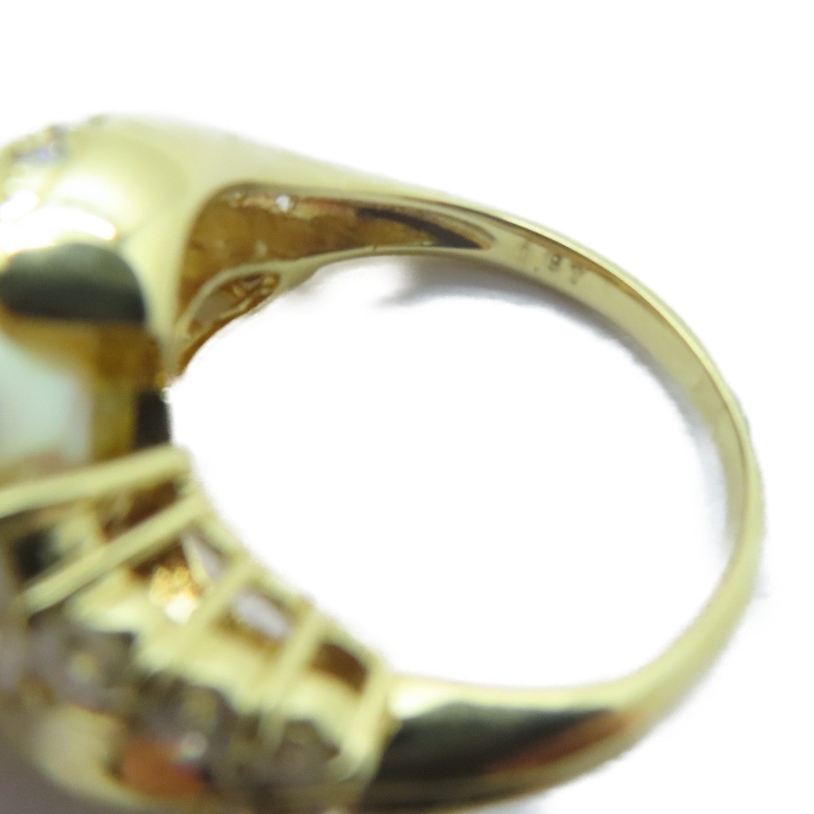 JEWELRY 18K黃金Pearl Ring珍珠11.3mm/0.67ct鑽石戒指US#6
