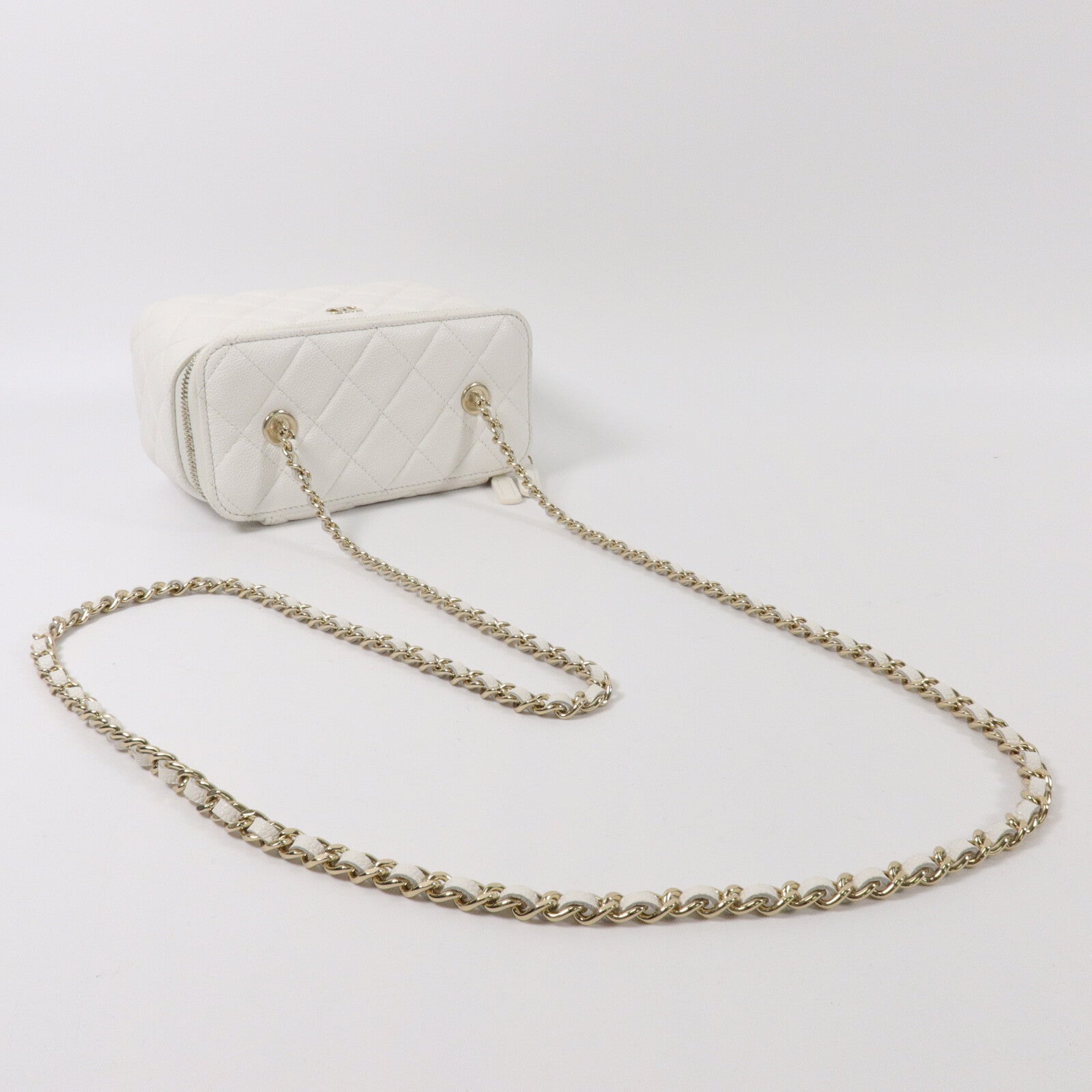 CHANEL 牛皮皮革Vanity Case鏈帶肩背袋