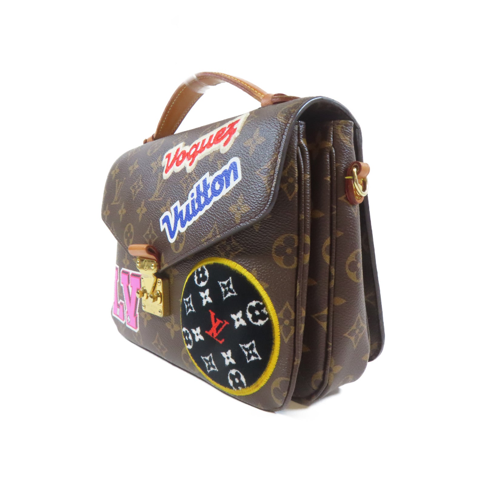 LOUIS VUITTON Monogram Patches Pochette Metis MM金扣手挽肩背兩用袋啡色
