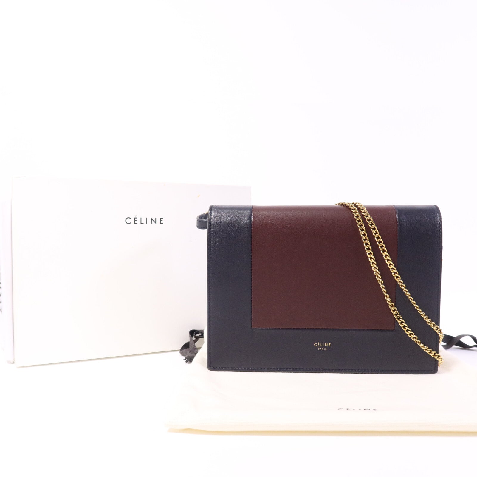 CELINE 牛皮皮革Flame Evening Chain Wallet金扣鏈帶肩背袋