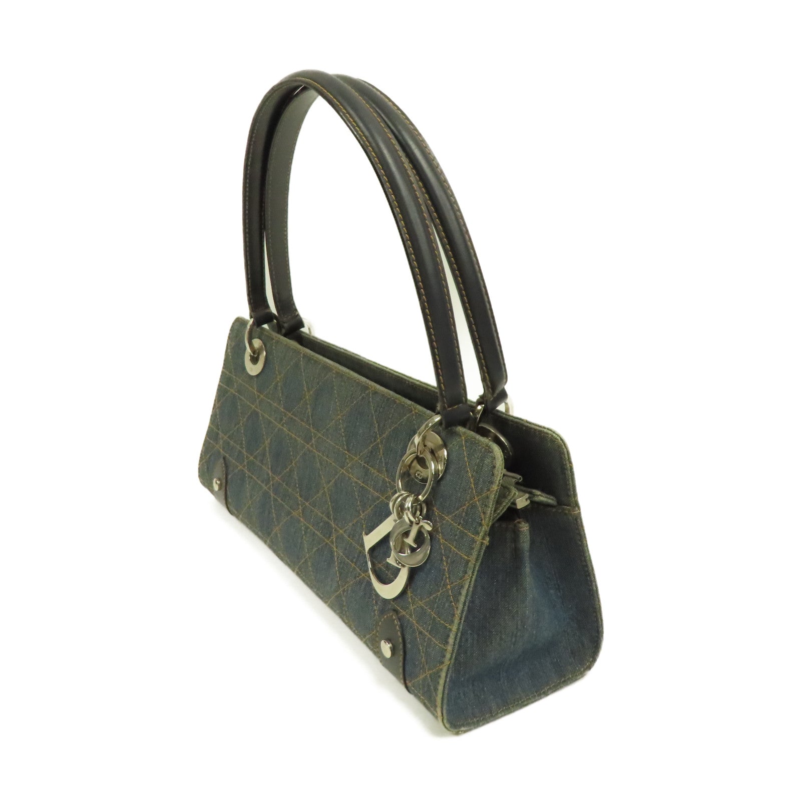 Dior 牛仔布Hand Bag銀扣手挽袋藍色