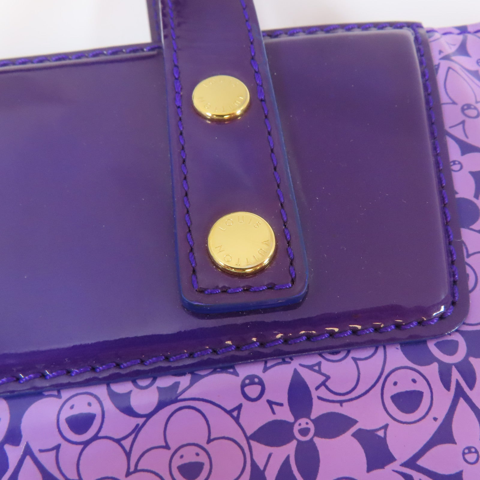 LOUIS VUITTON 【激減優惠】塗層帆布/皮革Cosmic Blossom PM金扣手挽袋紫色