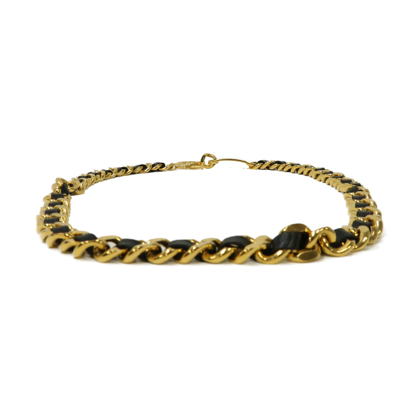 CHANEL 【激減優惠】皮革/金屬Chain Belt鏈帶皮帶金色/黑色