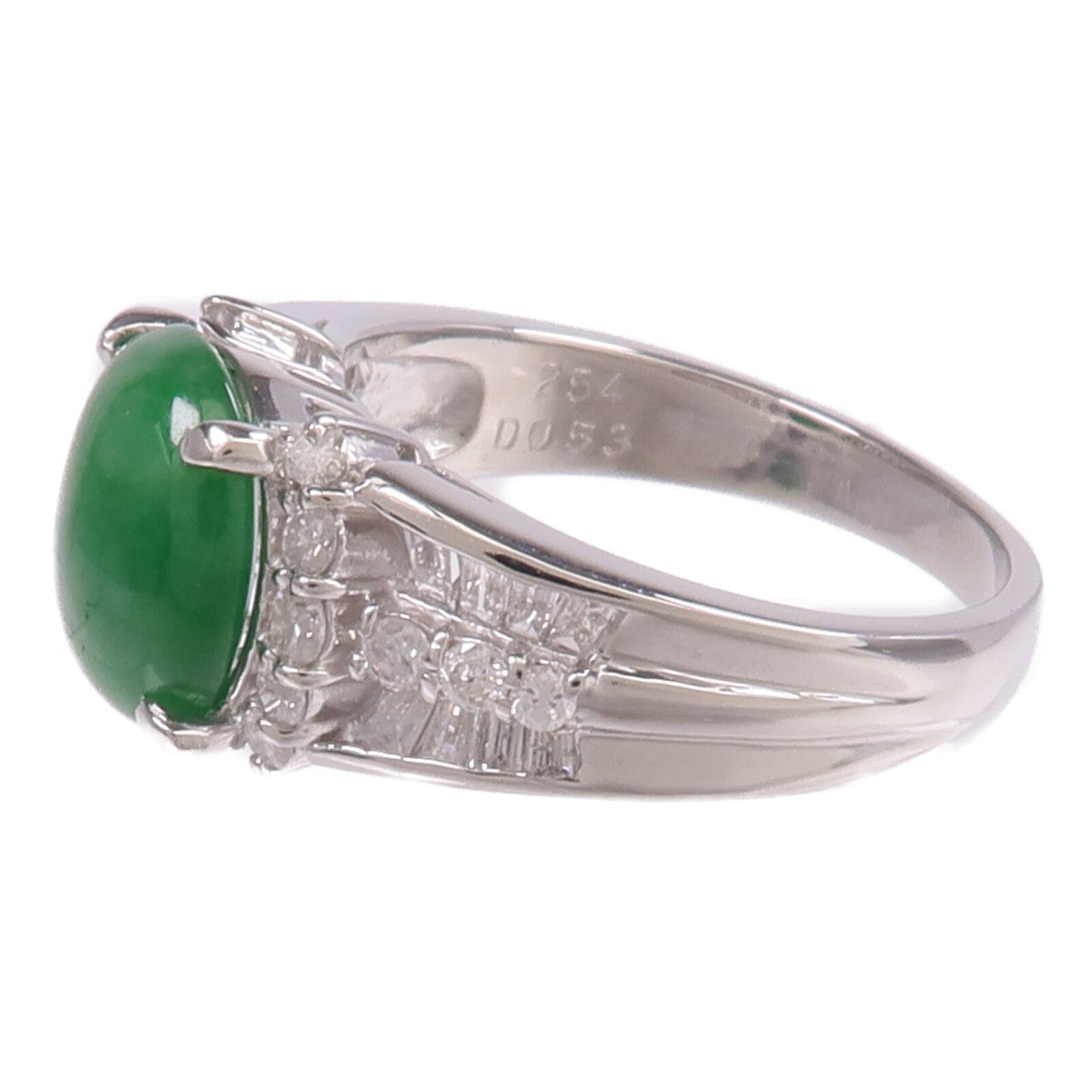 JEWELRY PT900鉑金Jade Diamond Ring翡翠/鑽石戒指US#5.75