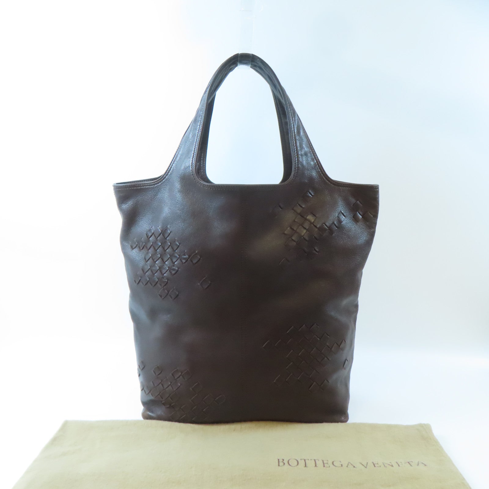 BOTTEGA VENETA 牛皮皮革Hand Bag黑扣手拿包啡色