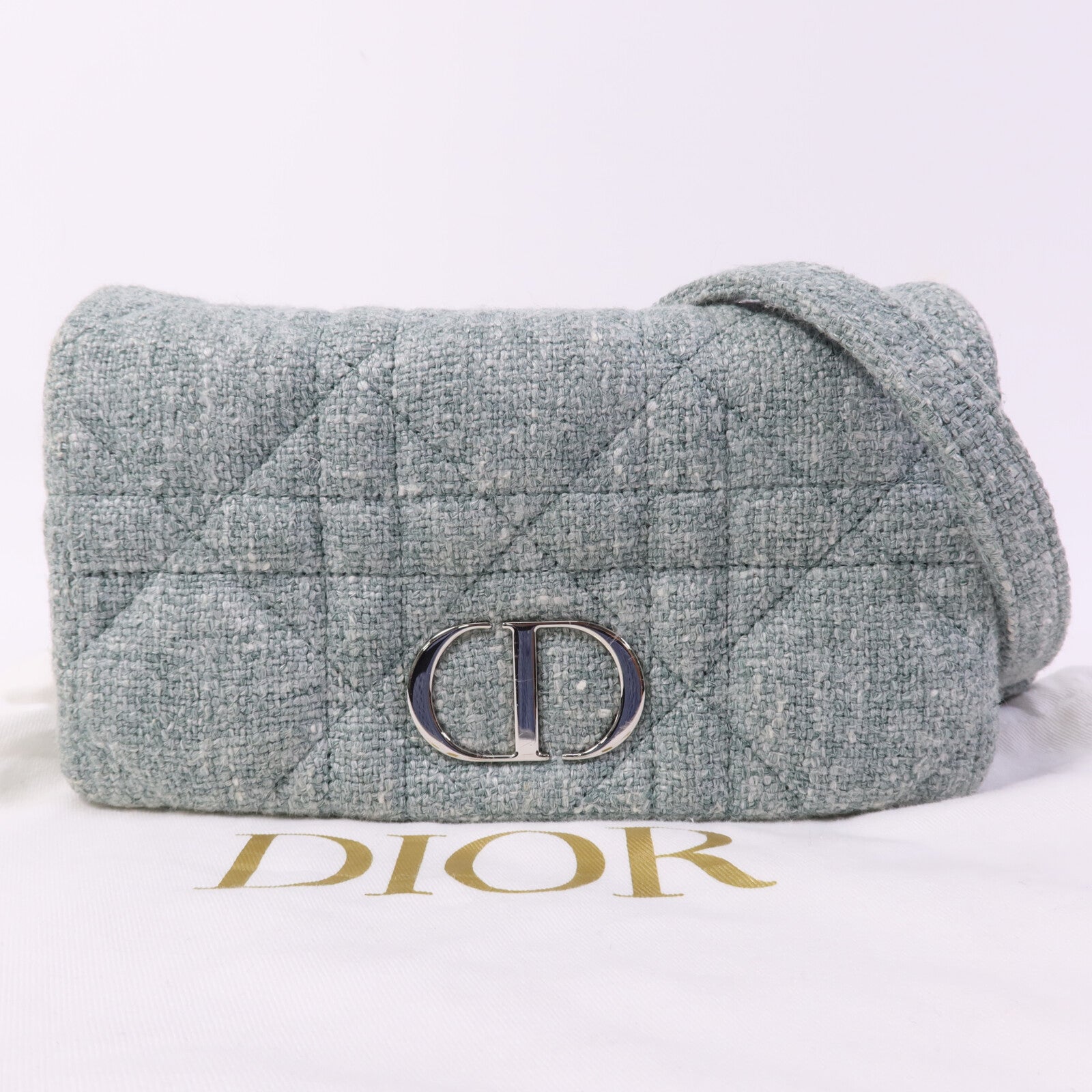 Dior Tweed Caro Small銀扣肩背袋