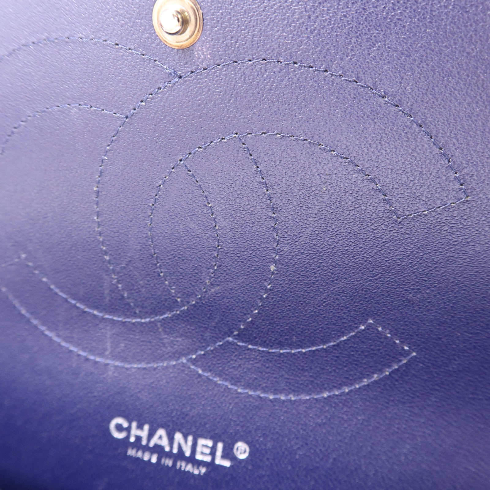 CHANEL 牛皮皮革Large Classic銀扣鏈帶肩背袋