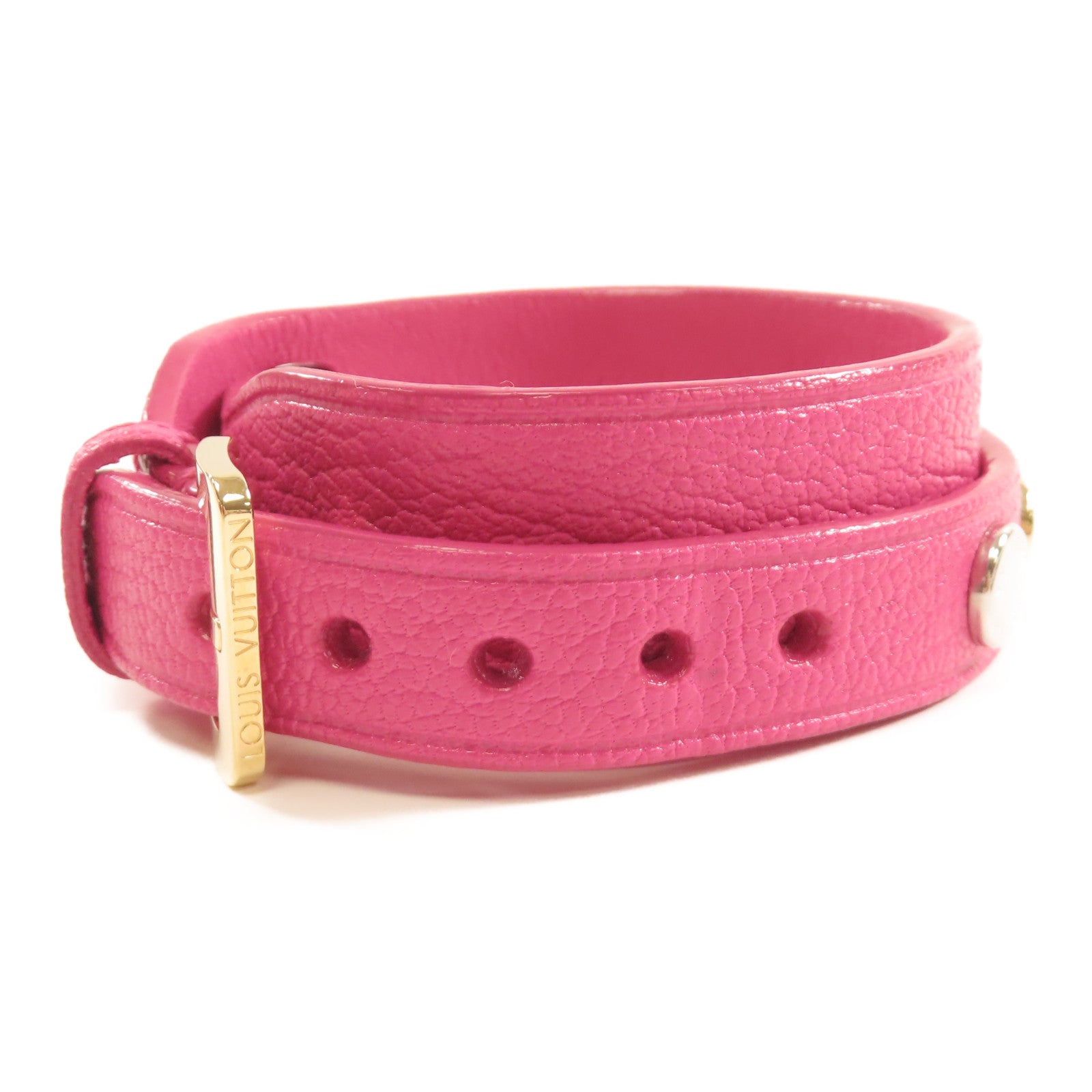 LOUIS VUITTON 皮革Bracelet Spike It手鐲粉紅色