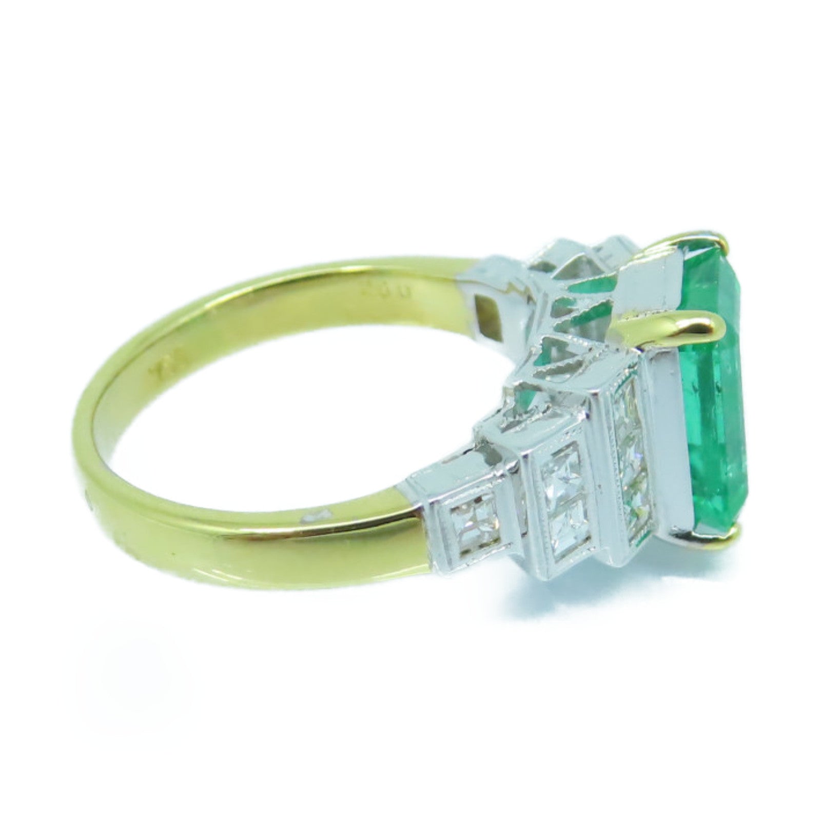 JEWELRY **【激減優惠】18K黄金Emerald Ring 2.6ct綠寶石/0.43ct鑽石戒指US#6.5