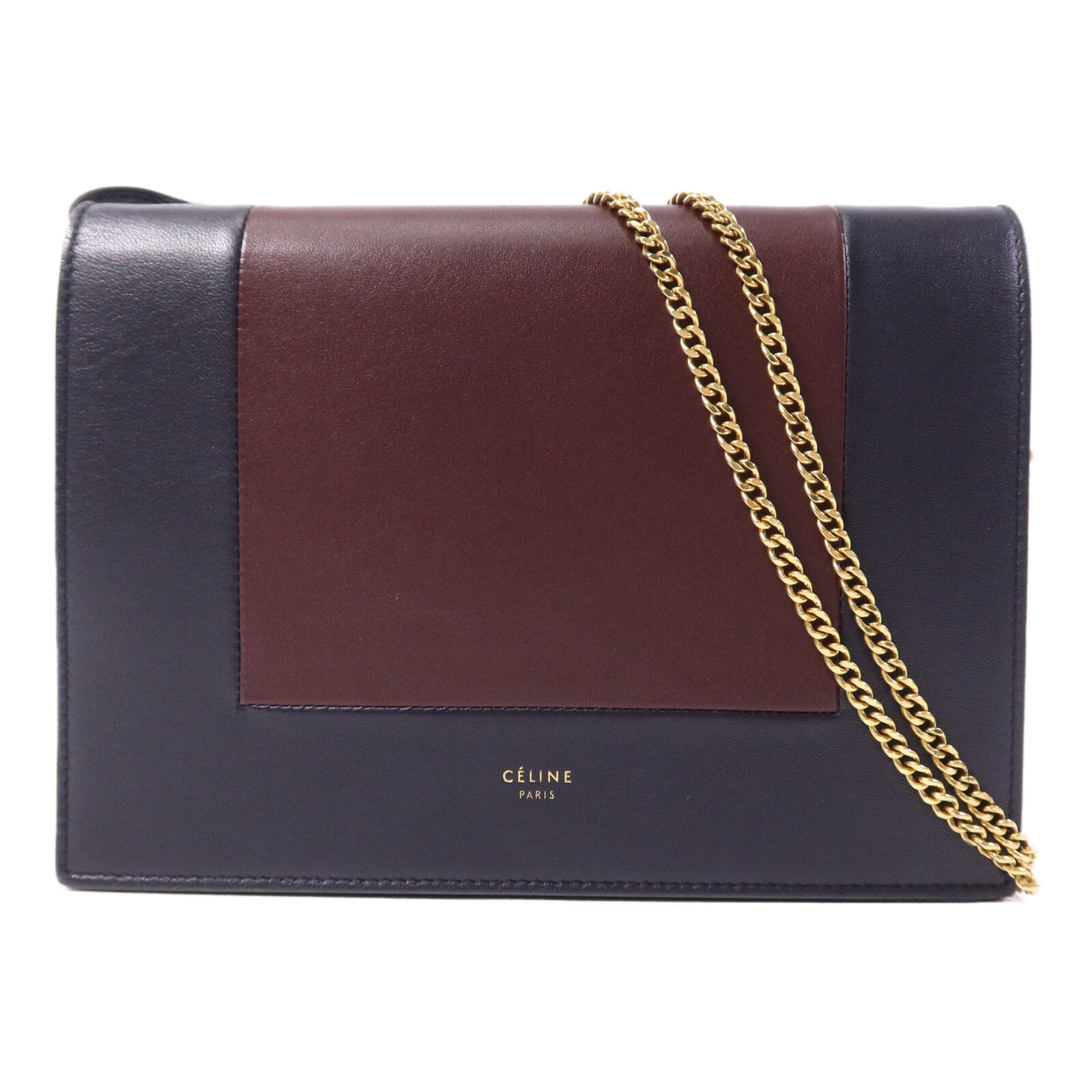 CELINE 牛皮皮革Flame Evening Chain Wallet金扣鏈帶肩背袋