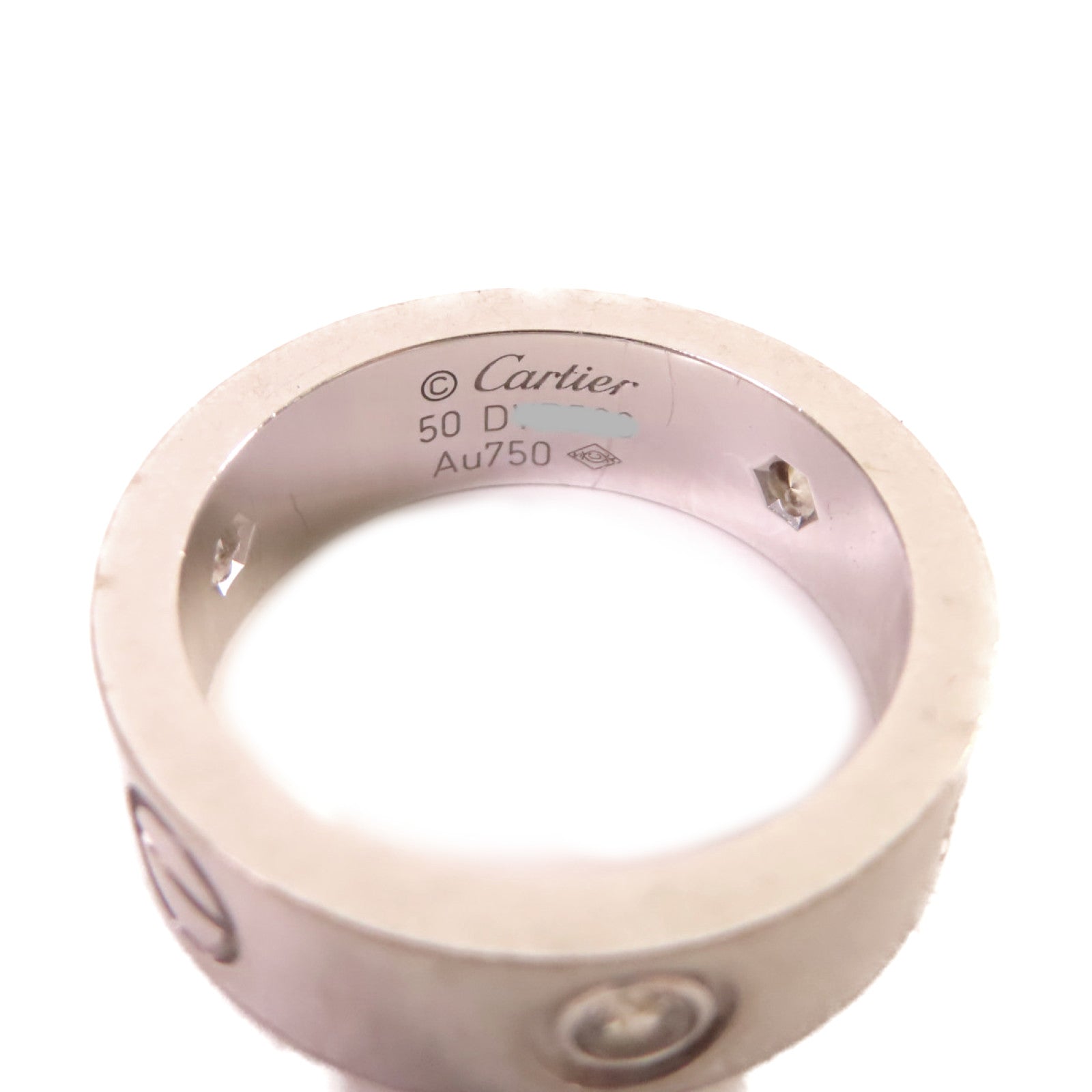 CARTIER 18K白金/鑽石Love Ring 3 Diamond Ring戒指#50/US#5.5