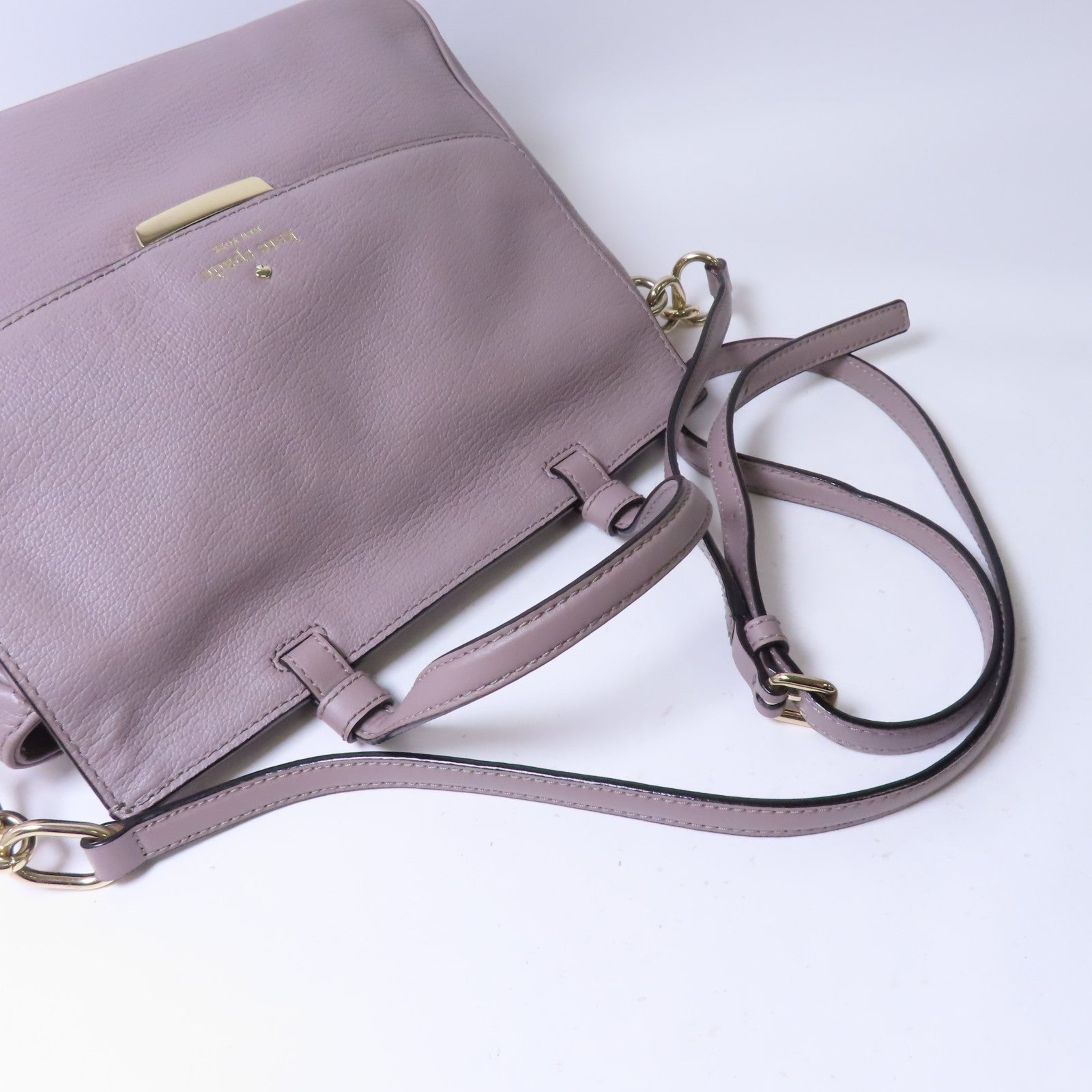 Kate Spade 牛皮皮革Shoulder Bag金扣手挽肩背兩用袋淺紫色