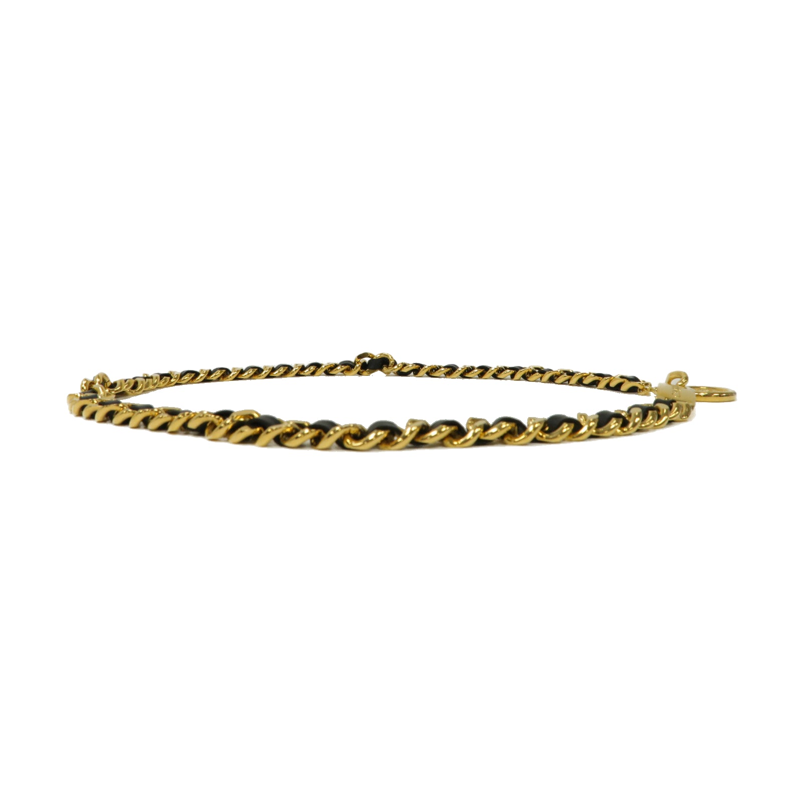 CHANEL 【激減優惠】皮革/金屬Chain Belt鏈帶皮帶金色/黑色