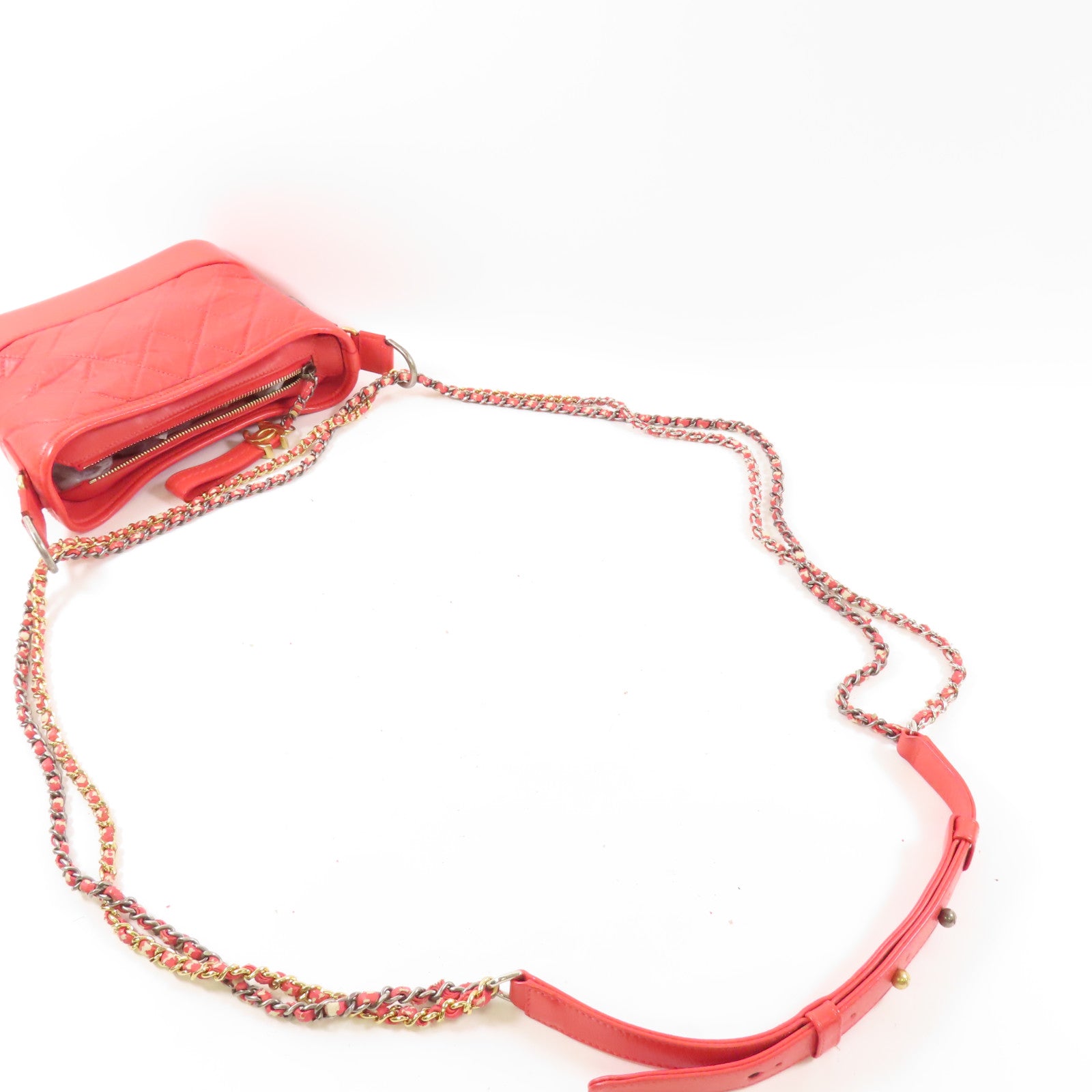 CHANEL 【激減優惠】牛皮皮革Gabrielle Hobo金扣鏈帶肩背袋