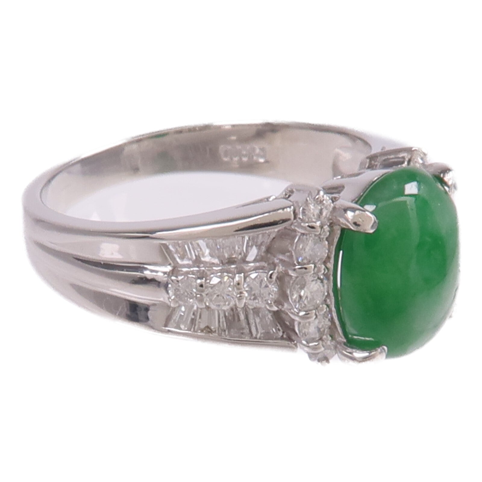 JEWELRY PT900鉑金Jade Diamond Ring翡翠/鑽石戒指US#5.75