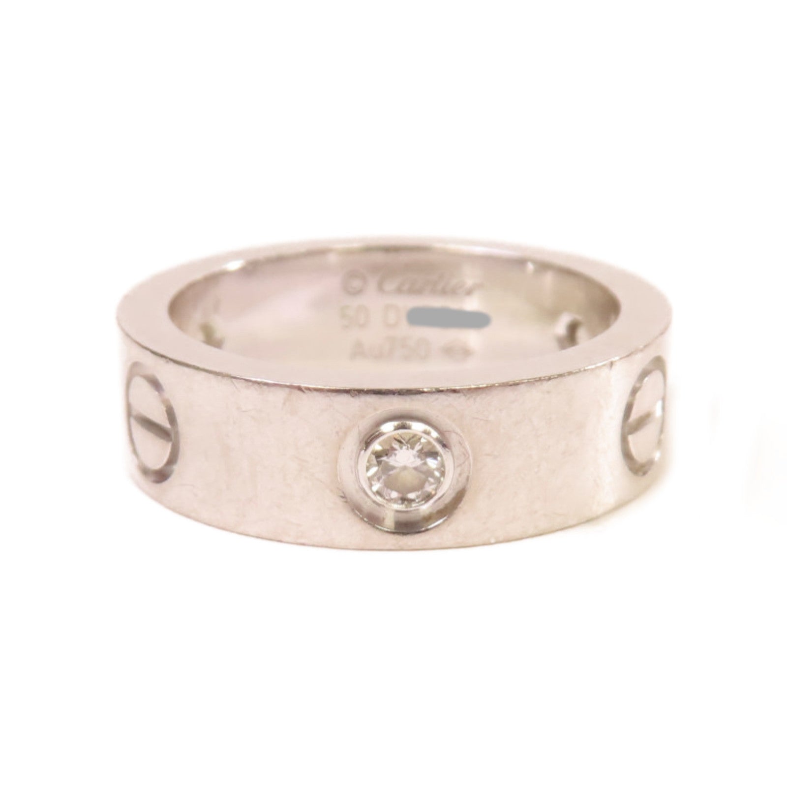 CARTIER 18K白金/鑽石Love Ring 3 Diamond Ring戒指#50/US#5.5