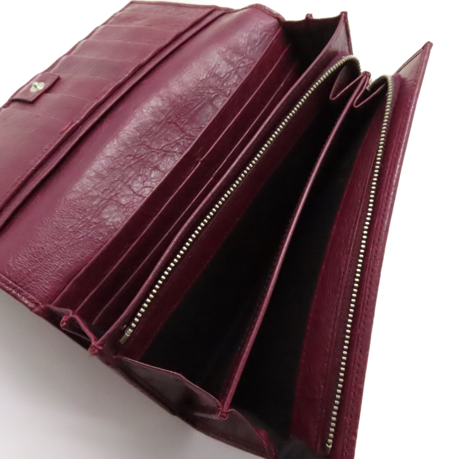 BALENCIAGA 皮革GIANT CONTINENTAL Wallet銀扣長錢包紫色