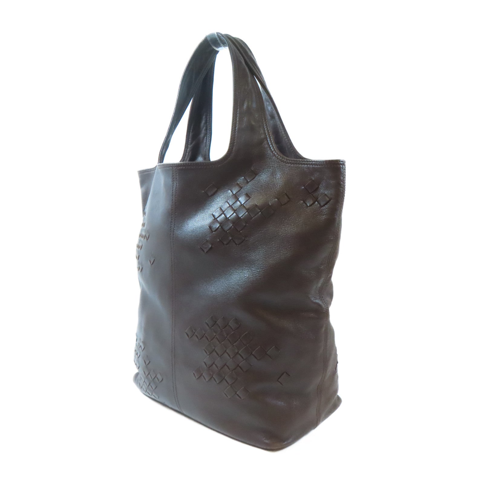 BOTTEGA VENETA 牛皮皮革Hand Bag黑扣手拿包啡色