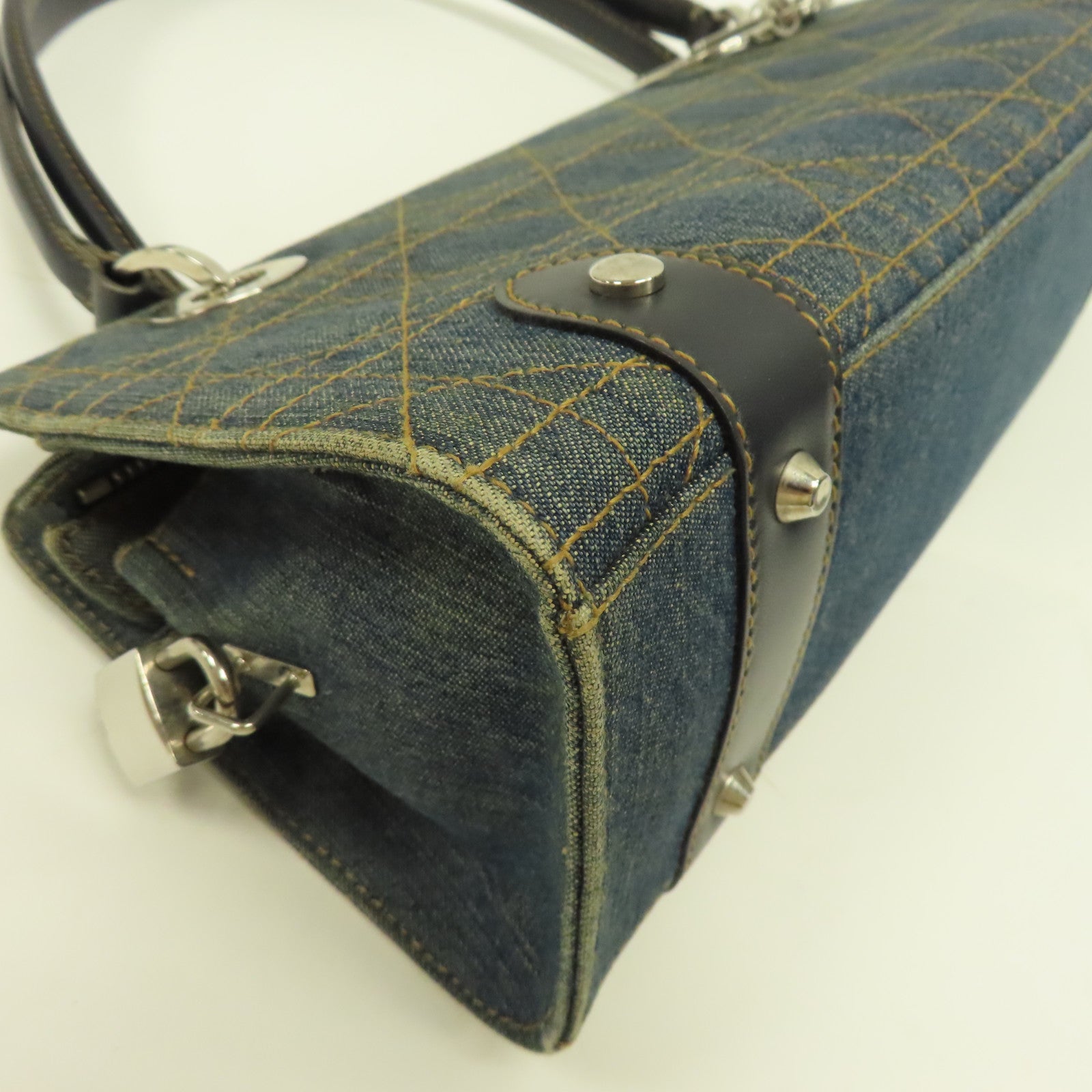 Dior 牛仔布Hand Bag銀扣手挽袋藍色